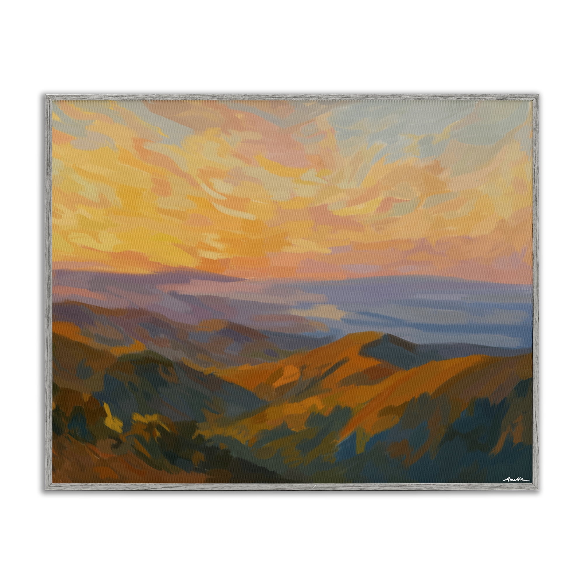 Stupell Industries California Sunset Landscape Gray Framed Giclee Art, design by Amelia Noyes