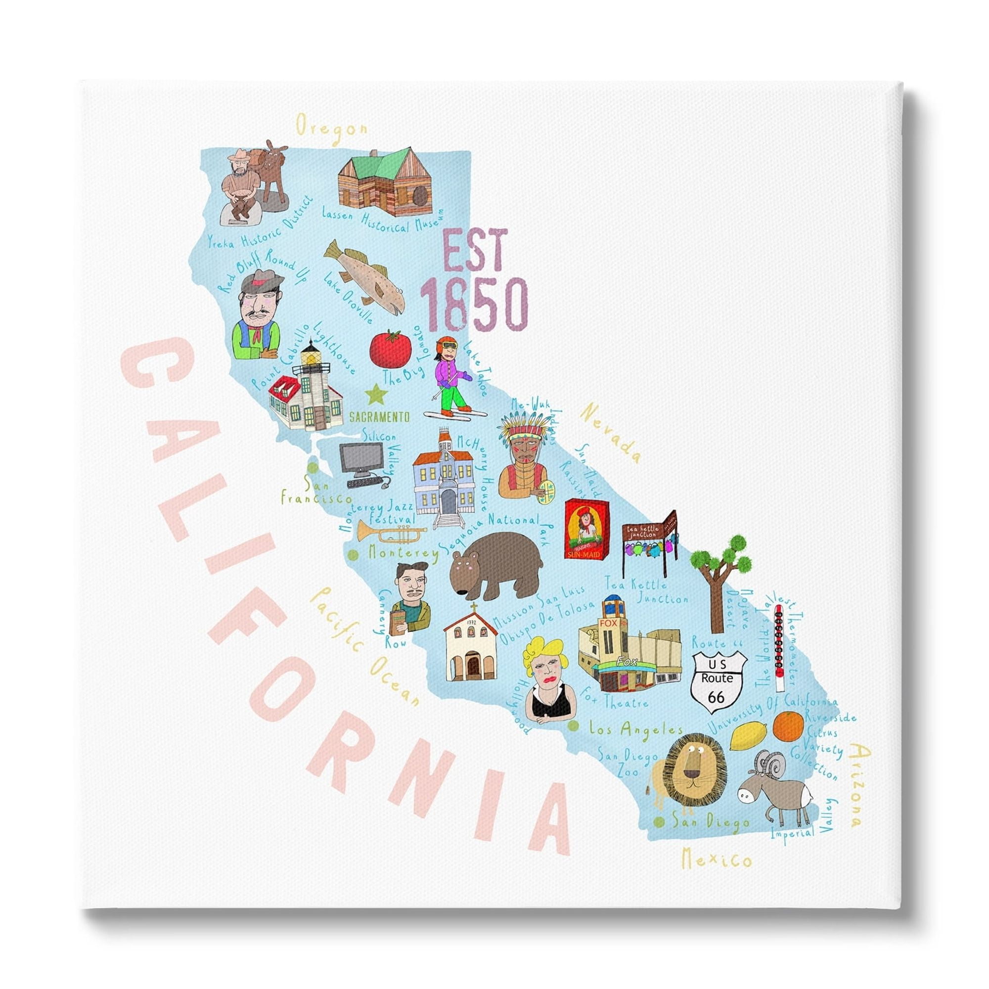 Stupell Industries California Tourist Spots State Travel & Places Painting Gallery Wrapped Canvas Print Wall Art
