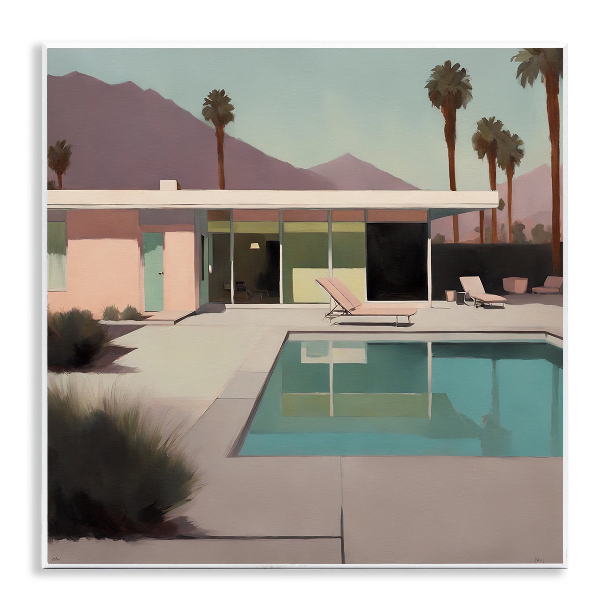 Stupell Industries Californian Pool View Landscape & Nature Painting Unframed Art Print Wall Art, 12 x 12