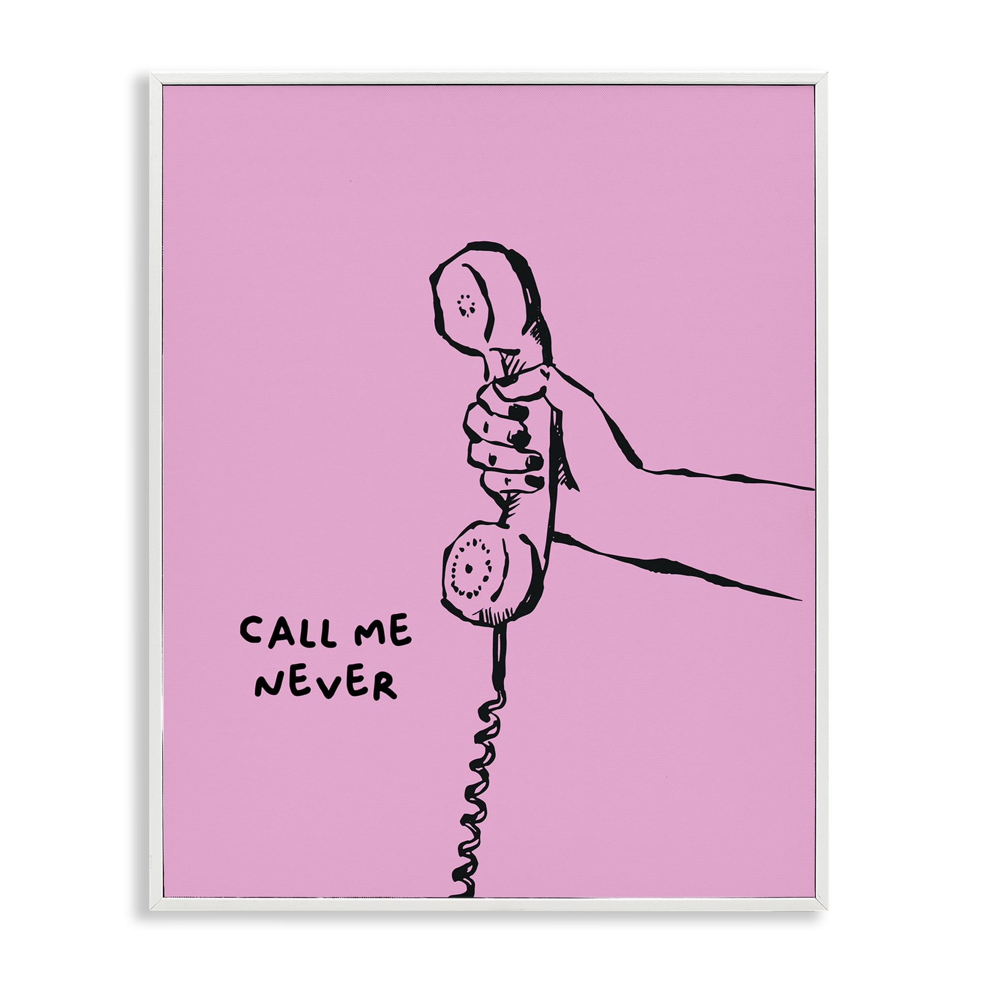 Stupell Industries Call Me Never Phrase Text & Numbers Painting White Framed Art Print Wall Art, 16 x 20