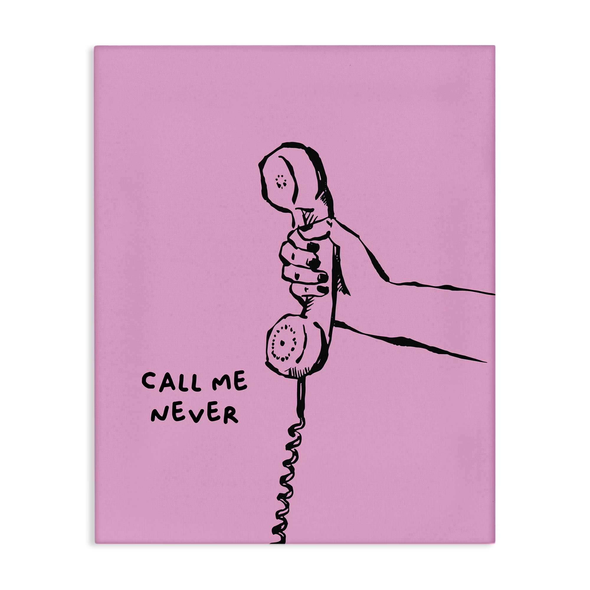 Stupell Industries Call Me Never Phrase Text & Numbers Painting Wrapped Canvas Art Print Wall Art, 16 x 20