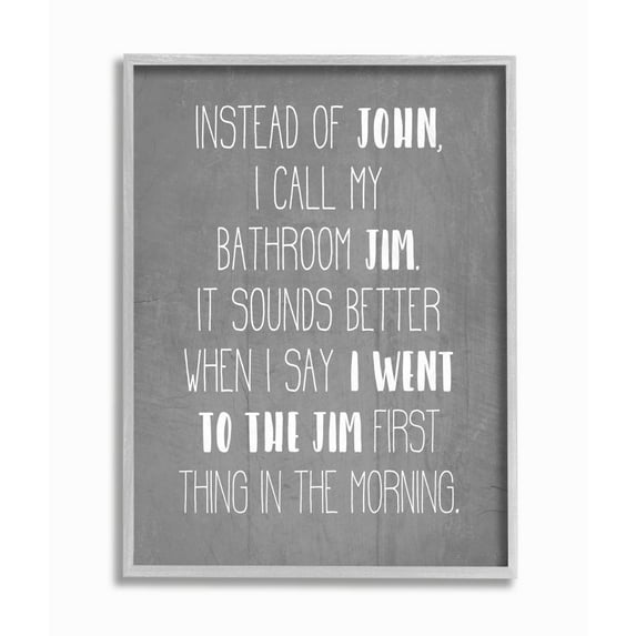 Stupell Industries Call the Bathroom Jim not John Quote Workout Humor Designed by Daphne Polselli