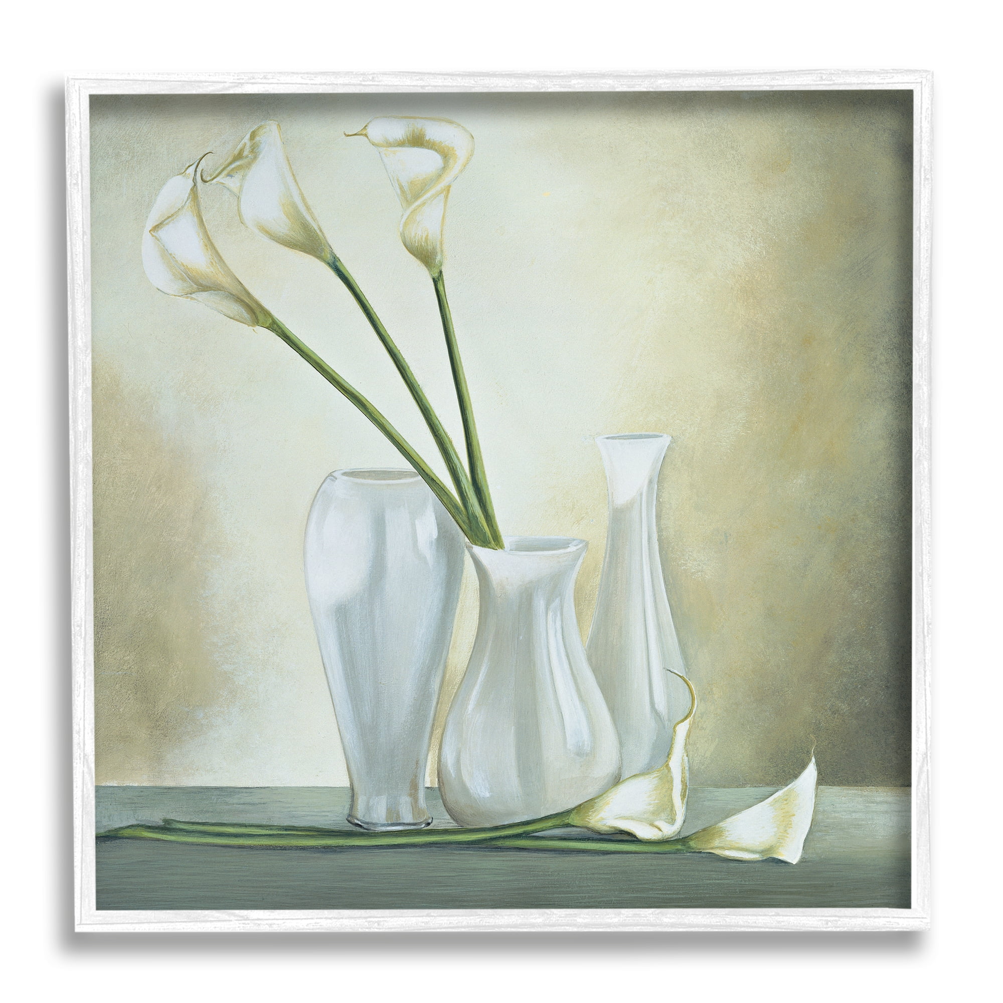 Stupell Industries Calla Lilies Vase Painting Botanical & Floral Painting White Framed Art Print Wall Art, 12 x 12