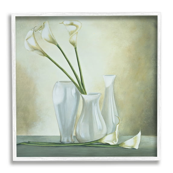 Stupell Industries Calla Lilies Vase Painting Botanical & Floral Painting White Framed Art Print Wall Art, 17 x 17