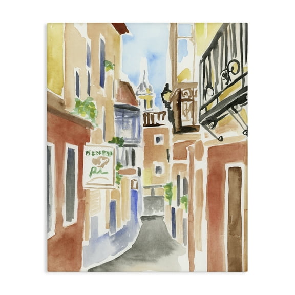 Stupell Industries Calles De Madrid Architecture Architecture Painting Wrapped Canvas Canvas Art Print Wall Art, 24 x 30