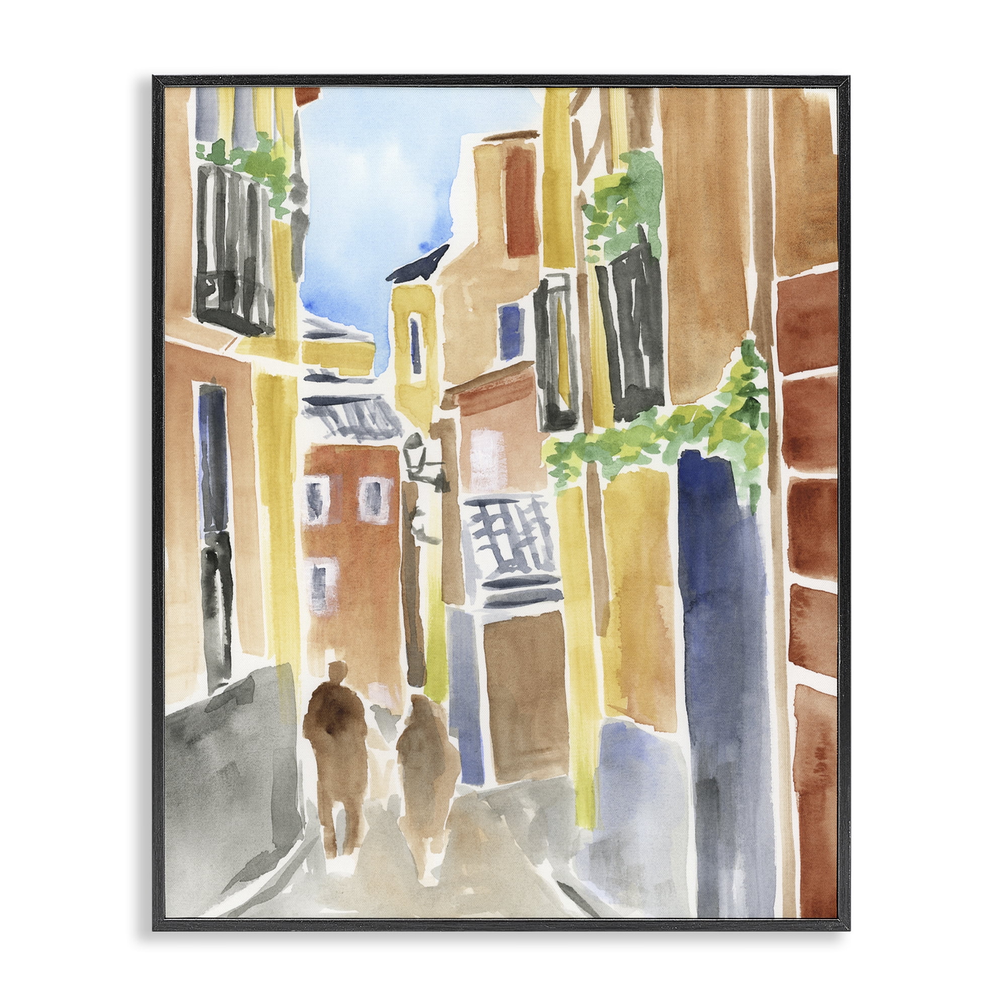 Stupell Industries Calles de Madrid Architecture Black Framed Giclee Art, design by June Erica Vess