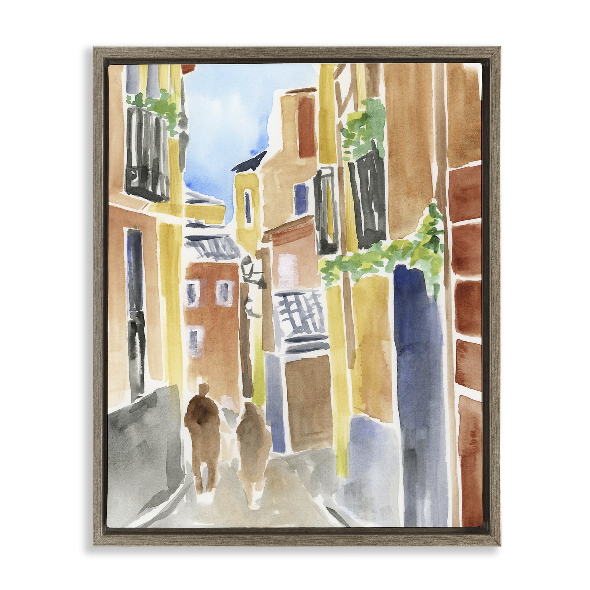 Stupell Industries Calles de Madrid Architecture Brown Framed Floater Canvas Wall Art, design by June Erica Vess