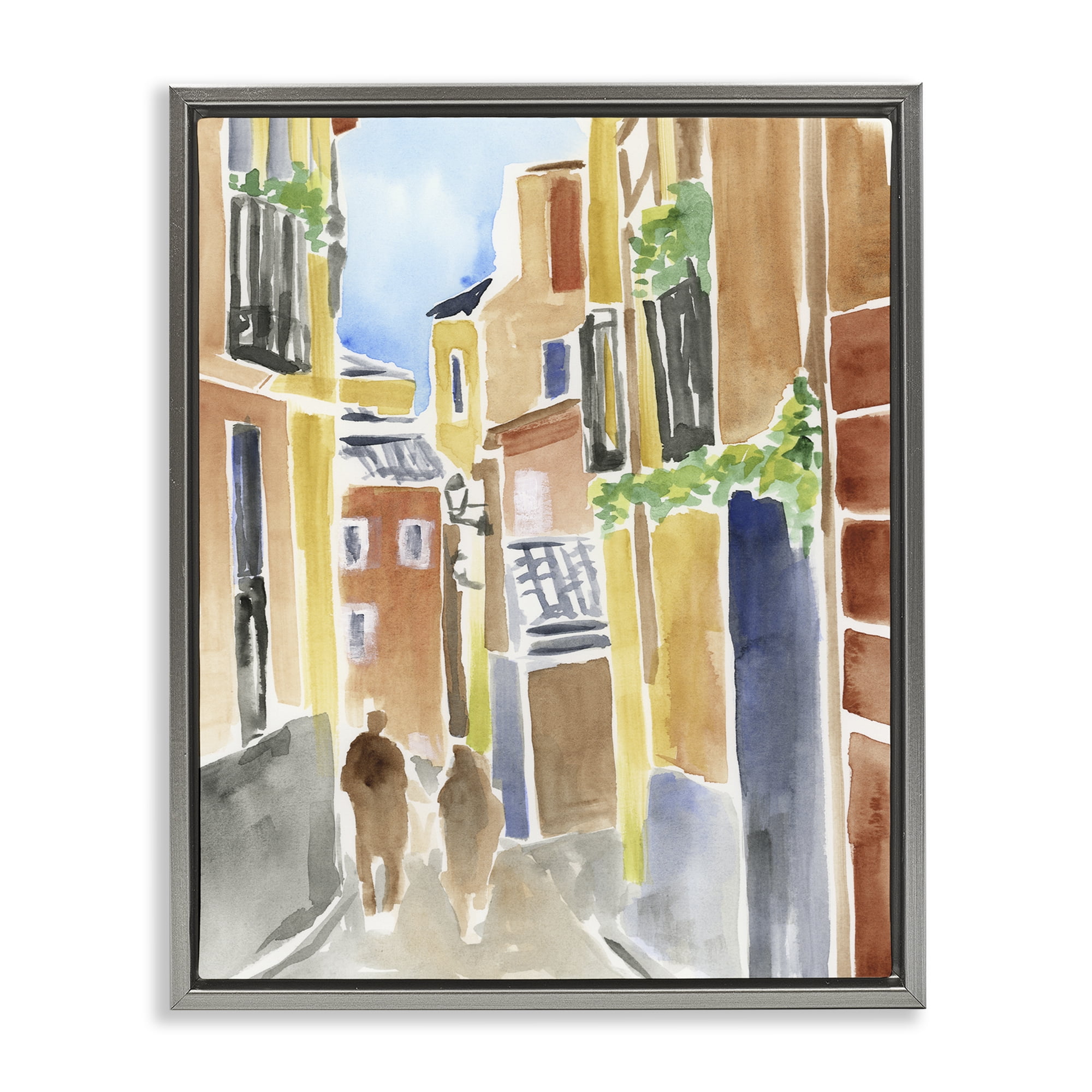 Stupell Industries Calles de Madrid Architecture Gray Framed Floater Canvas Wall Art, design by June Erica Vess