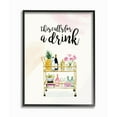 thumbnail image 1 of Stupell Industries Calls for a Drink Quote Glam Cart Cocktail Alcohol Watercolor Framed Wall Art Design by Victoria Borges, 11" x 14", Gray Framed, 1 of 5