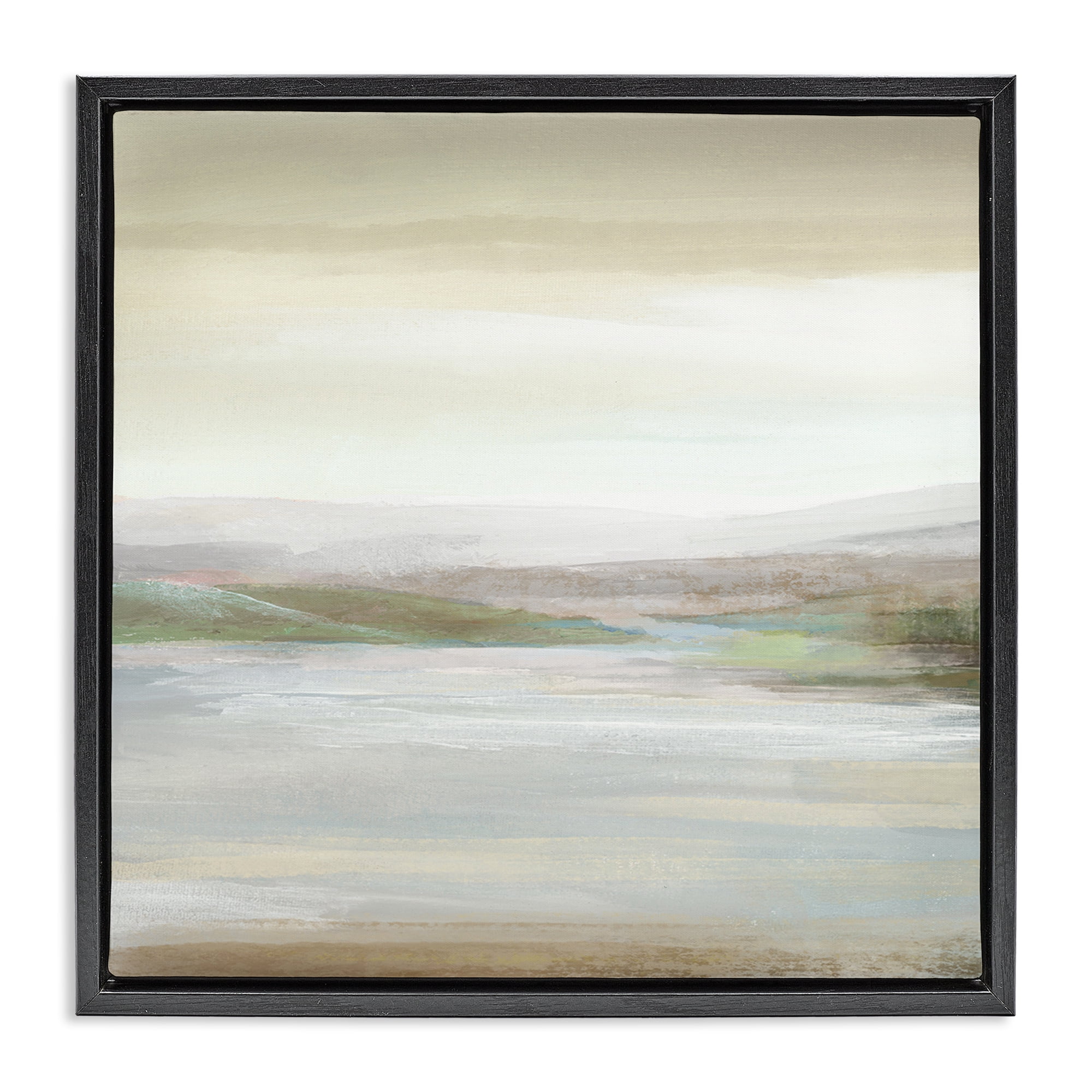 Stupell Industries Calm Atmospheric Landscape Landscape Painting Black Floater Framed Canvas Art Print Wall Art, 18 x 18