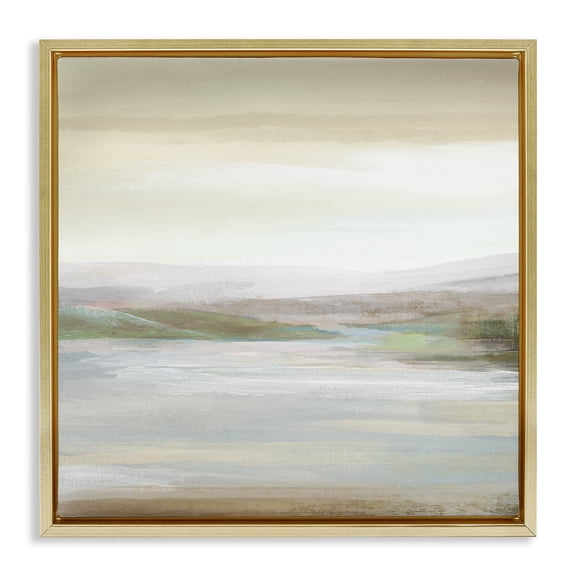 Stupell Industries Calm Atmospheric Landscape Landscape Painting Gold Floater Framed Canvas Art Print Wall Art, 18 x 18