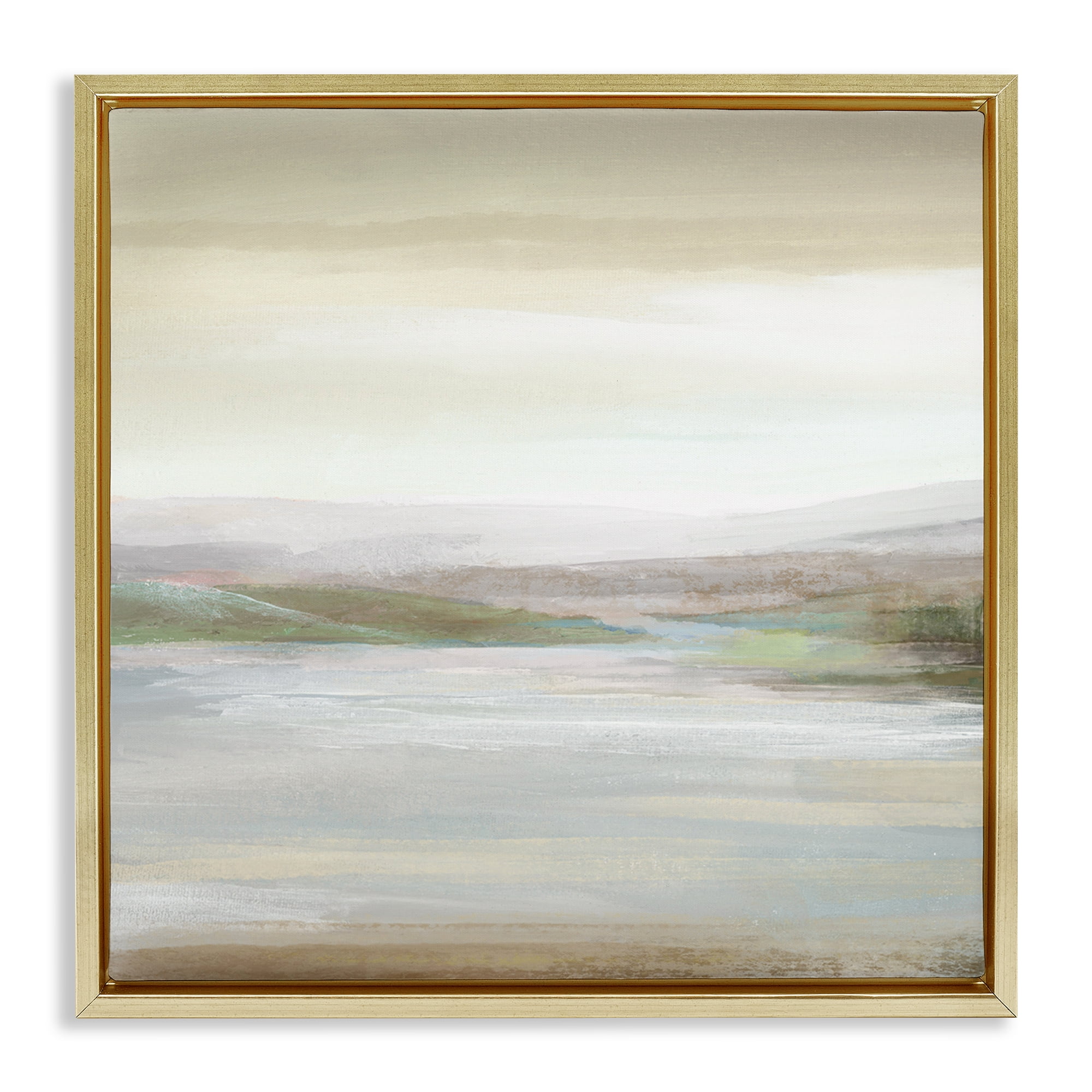 Stupell Industries Calm Atmospheric Landscape Landscape Painting Gold Floater Framed Canvas Art Print Wall Art, 25 x 25