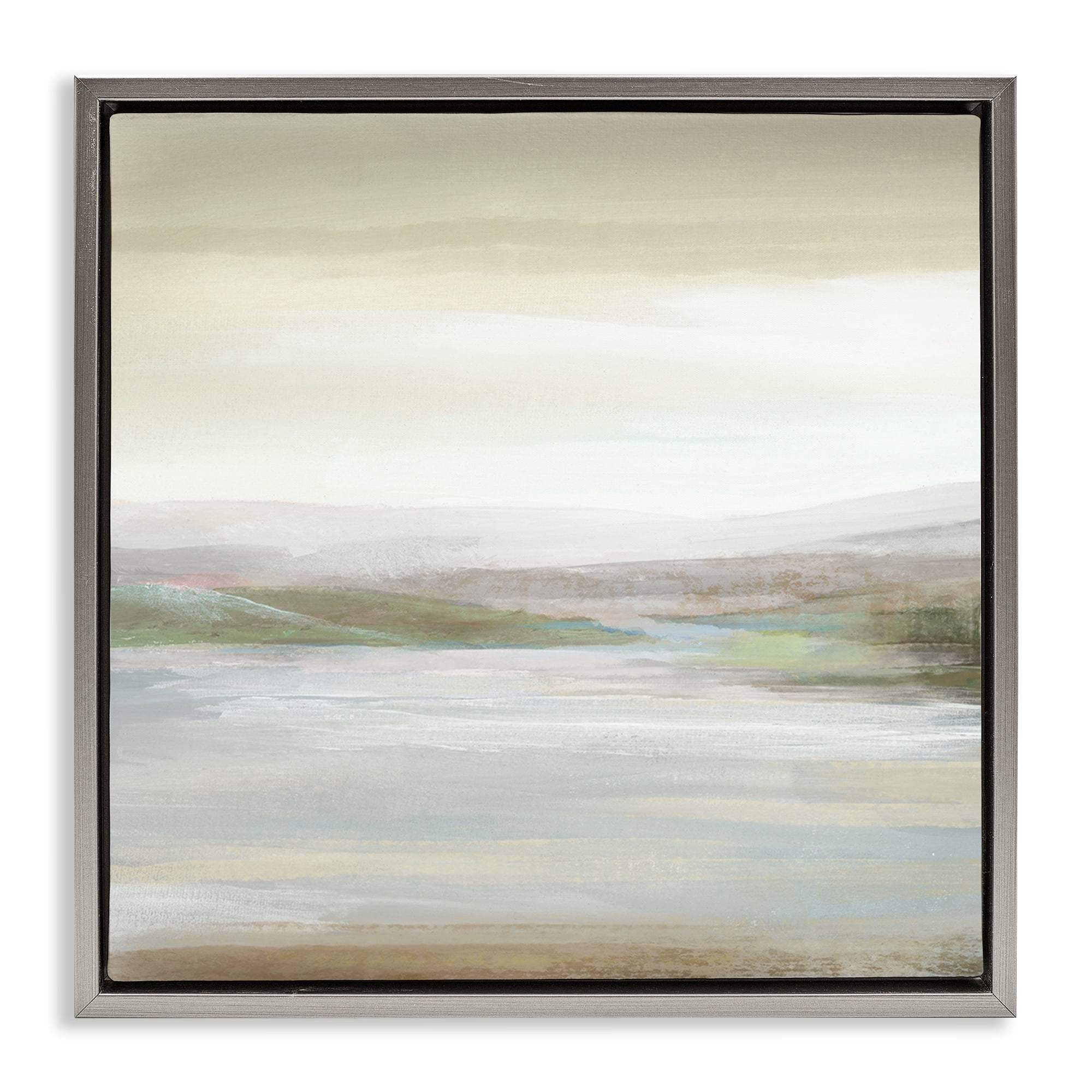 Stupell Industries Calm Atmospheric Landscape Landscape Painting Gray Floater Framed Canvas Art Print Wall Art, 18 x 18