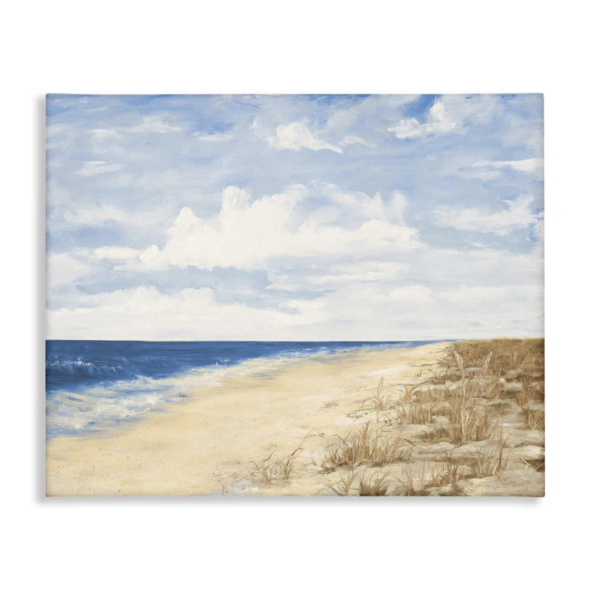 Stupell Industries Calm Beach Painting Coastal Painting Gallery Wrapped Canvas Art Print Wall Art, 40 x 30