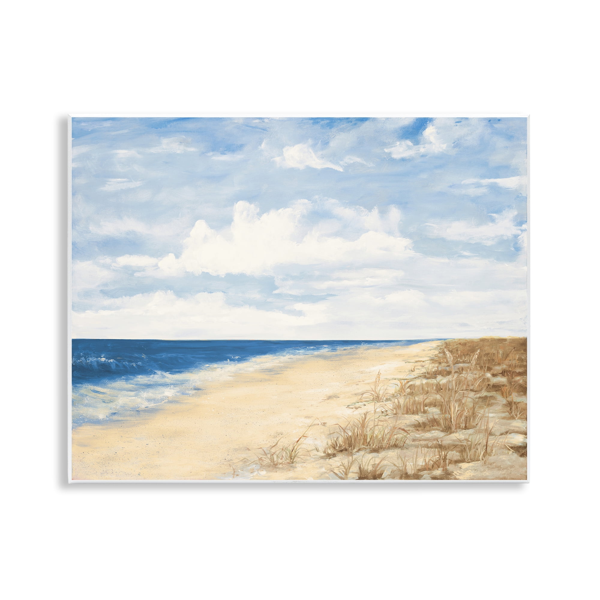 Stupell Industries Calm Beach Painting Coastal Painting Unframed Art Print Wall Art, 14 x 11
