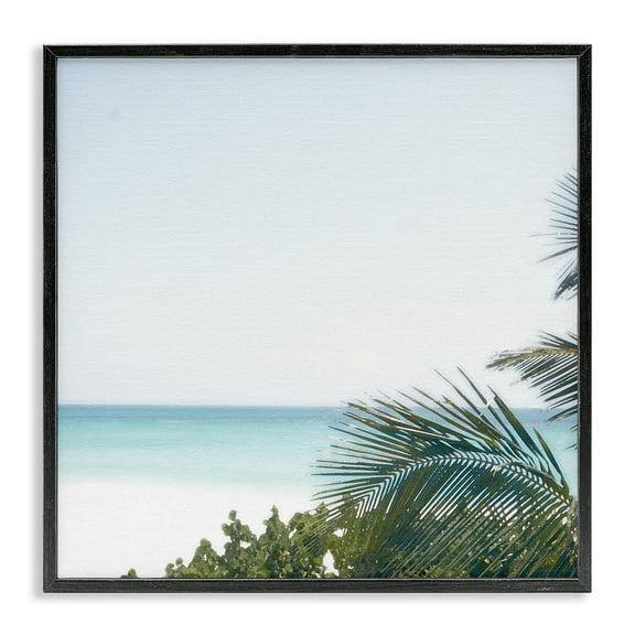 Stupell Industries Calm Beach Palms Coastal Photography Black Framed Art Print Wall Art, 12 x 12