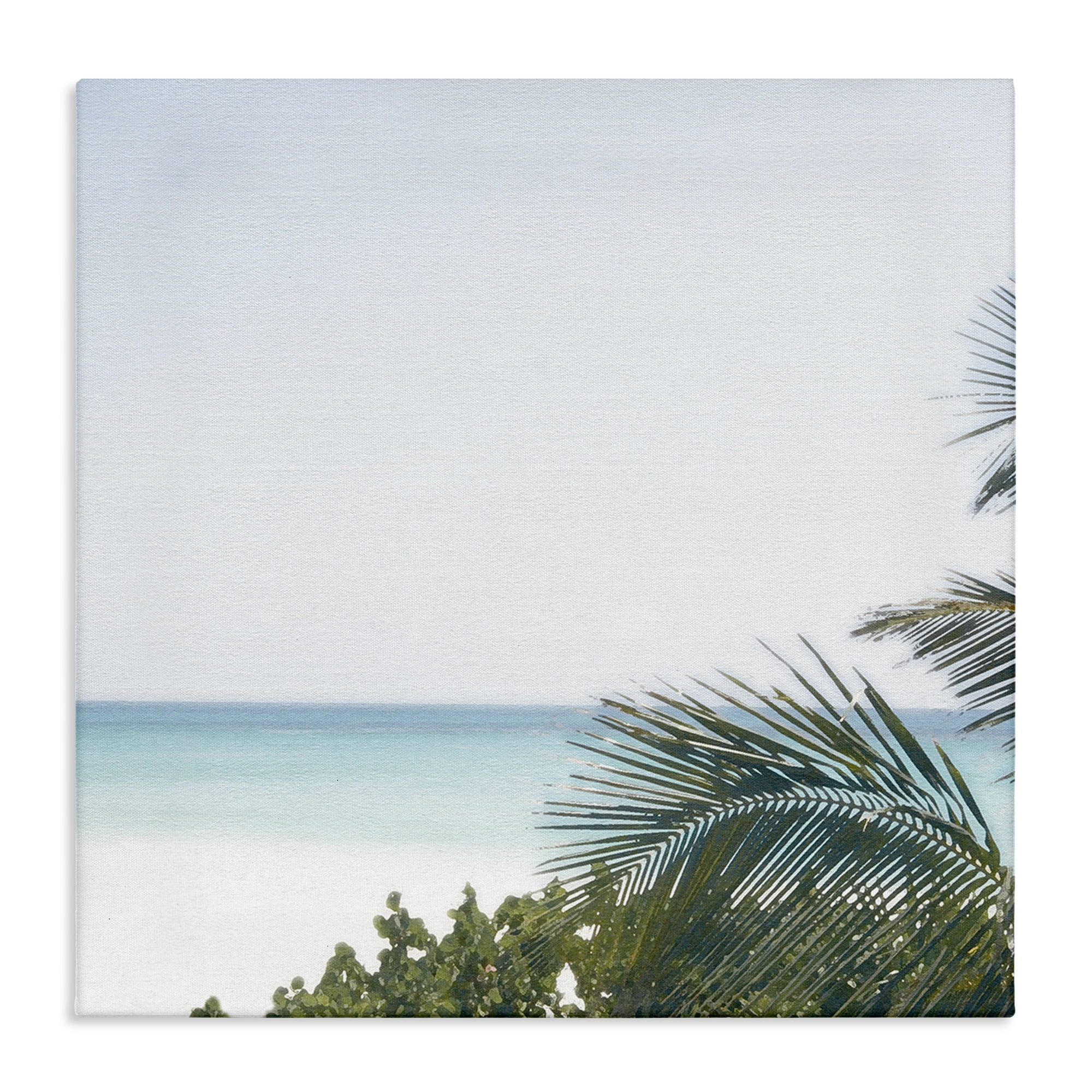 Stupell Industries Calm Beach Palms Coastal Photography Gallery Wrapped Canvas Art Print Wall Art, 30 x 30