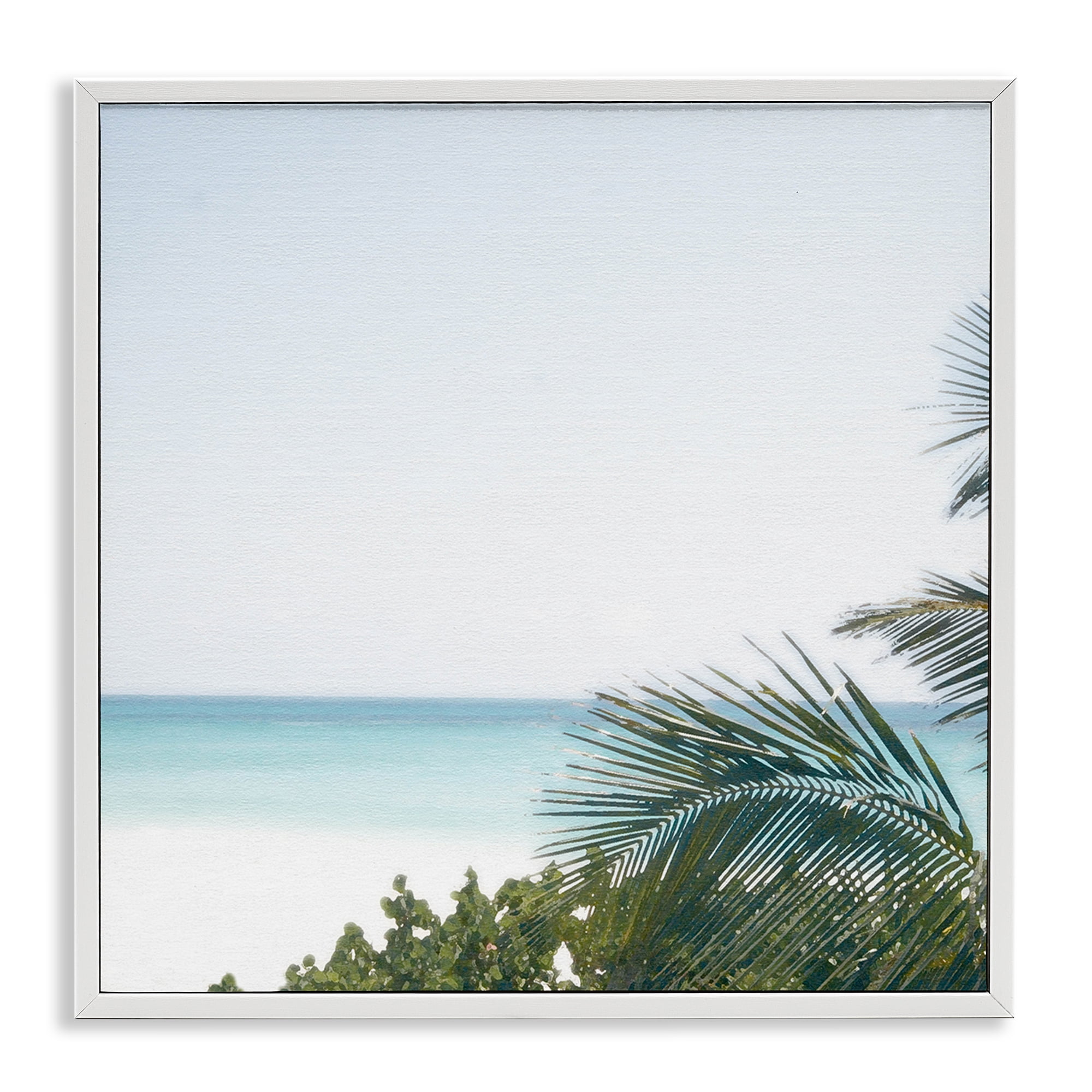 Stupell Industries Calm Beach Palms Coastal Photography White Framed Art Print Wall Art, 12 x 12