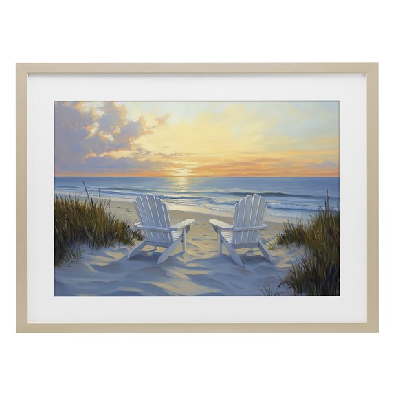 Stupell Industries Calm Beach Sunset Overlook Birch Framed Print Under Glass, design by Petal Prints Design