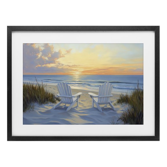 Stupell Industries Calm Beach Sunset Overlook Black Framed Print Under Glass, design by Petal Prints Design