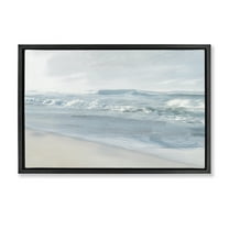 Stupell Industries Calm Blue Beach Waves Nautical & Beach Painting Black Floater Framed Canvas Art Print Wall Art, 25 x 17