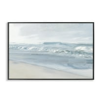 Stupell Industries Calm Blue Beach Waves Nautical & Beach Painting Black Framed Art Print Wall Art, 18 x 12