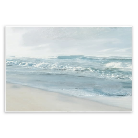 Stupell Industries Calm Blue Beach Waves Nautical & Beach Painting Unframed Art Print Wall Art, 15 x 10