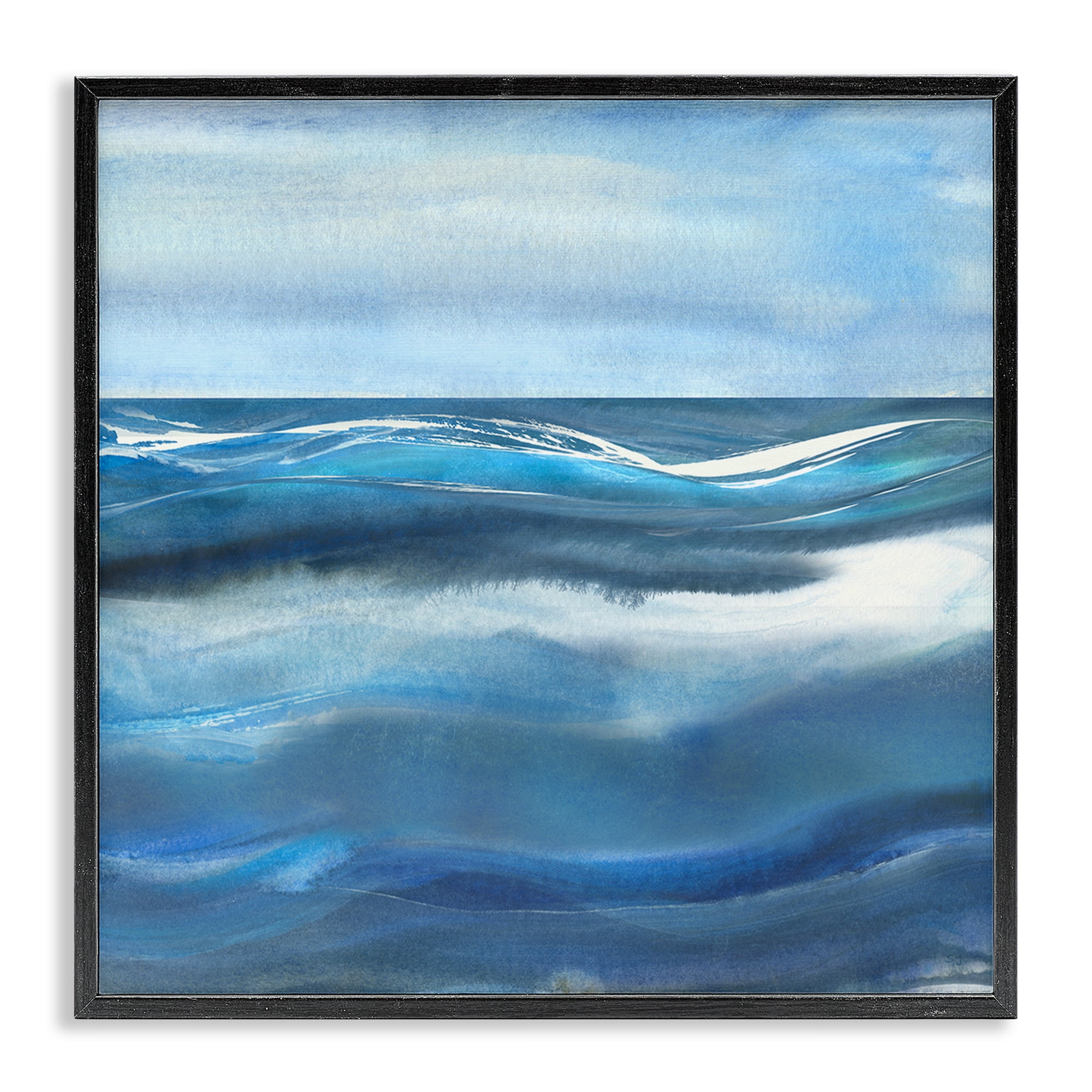 Stupell Industries Calm Expanse of Ocean Waves Black Framed Giclee Art, design by Susan Jill