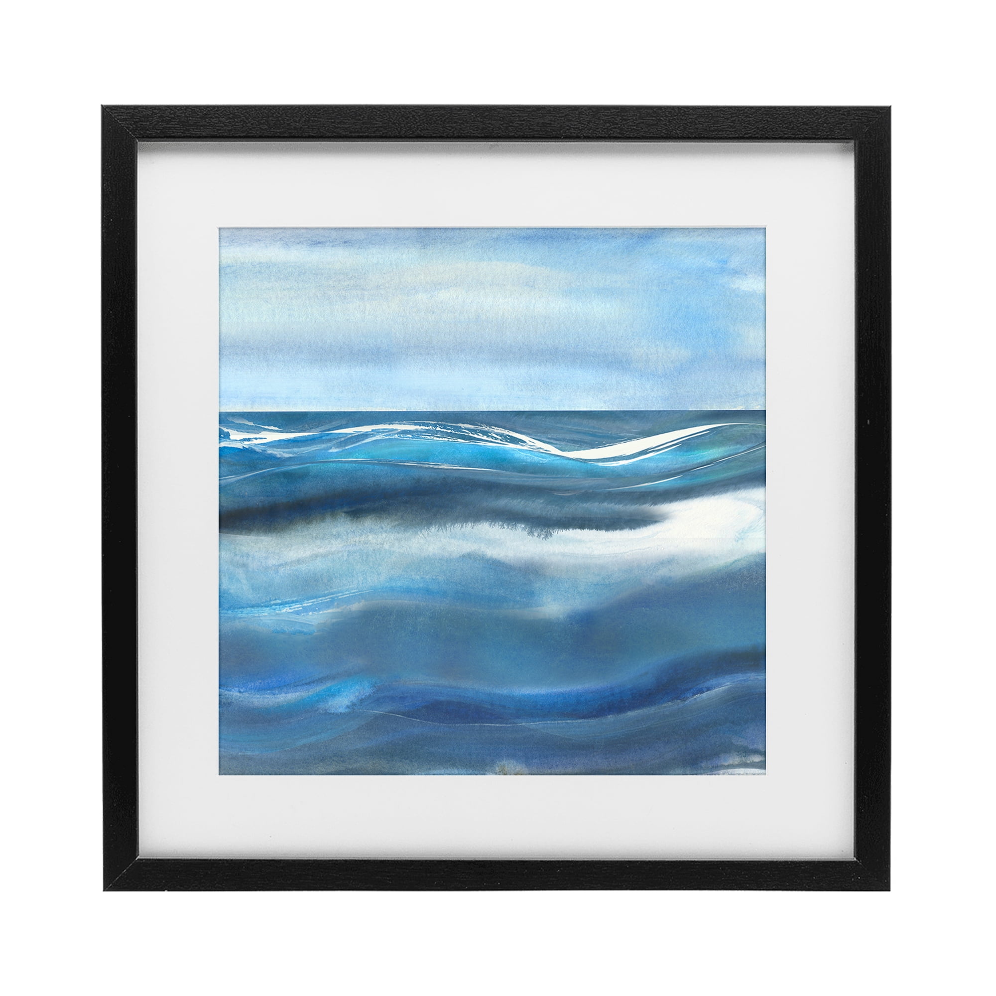 Stupell Industries Calm Expanse of Ocean Waves Black Framed Print Under Glass, design by Susan Jill