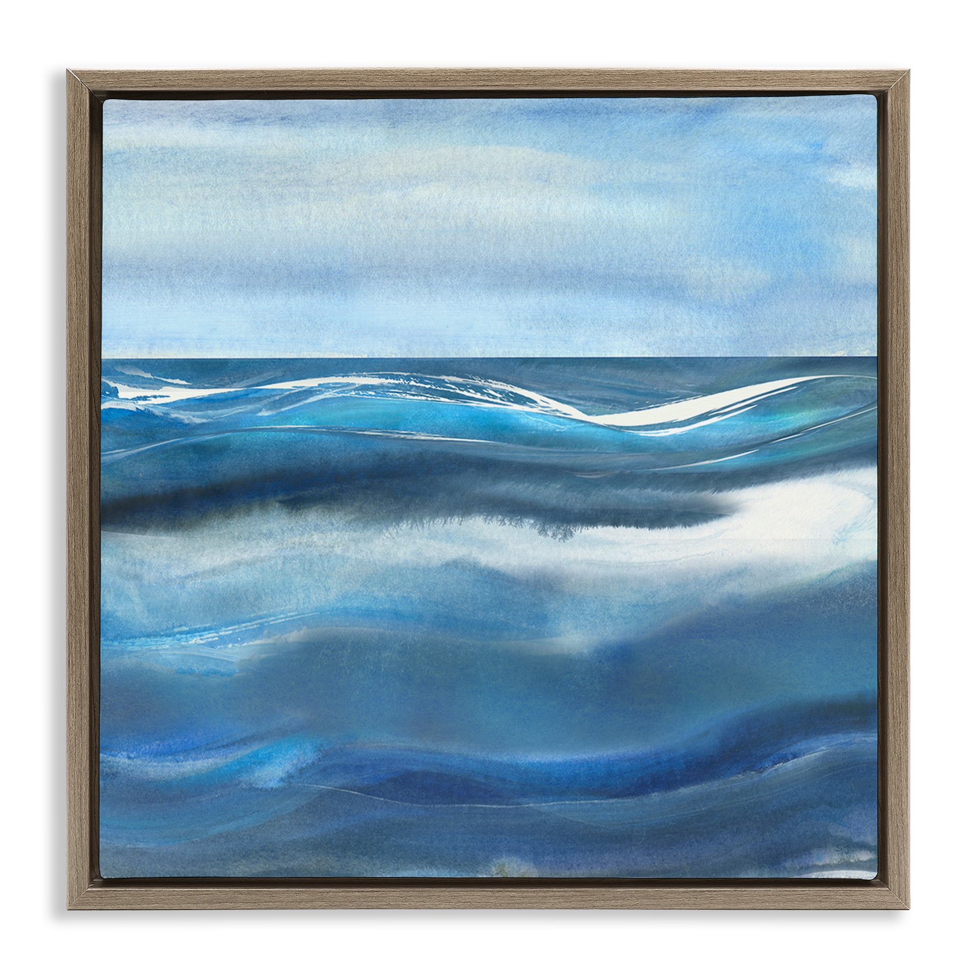 Stupell Industries Calm Expanse of Ocean Waves Brown Framed Floater Canvas Wall Art, design by Susan Jill
