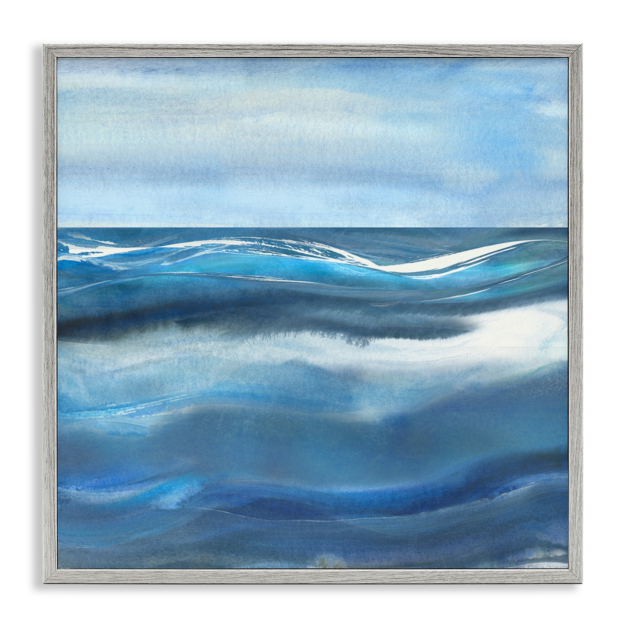 Stupell Industries Calm Expanse of Ocean Waves Gray Framed Giclee Art, design by Susan Jill