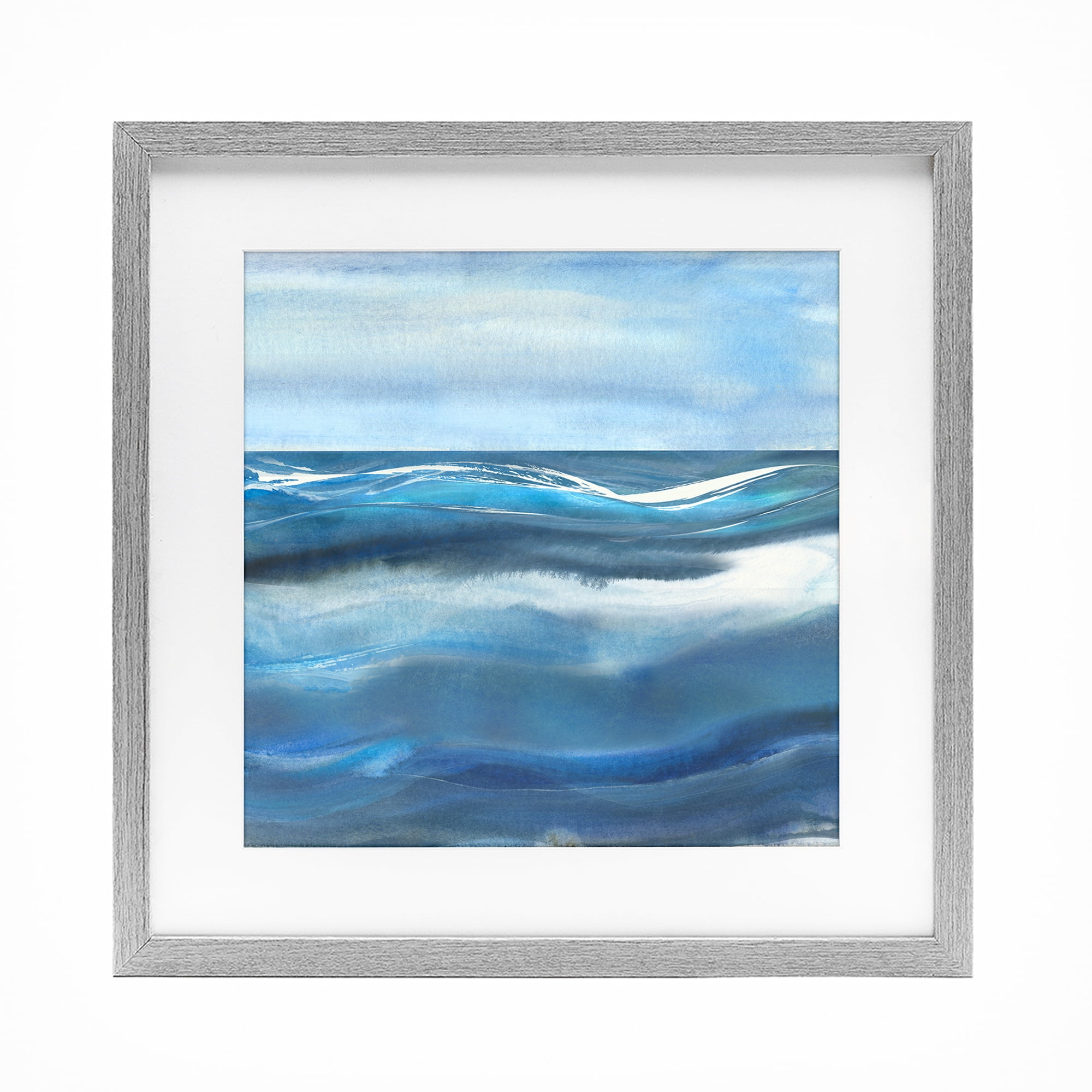Stupell Industries Calm Expanse of Ocean Waves Gray Framed Print Under Glass, design by Susan Jill