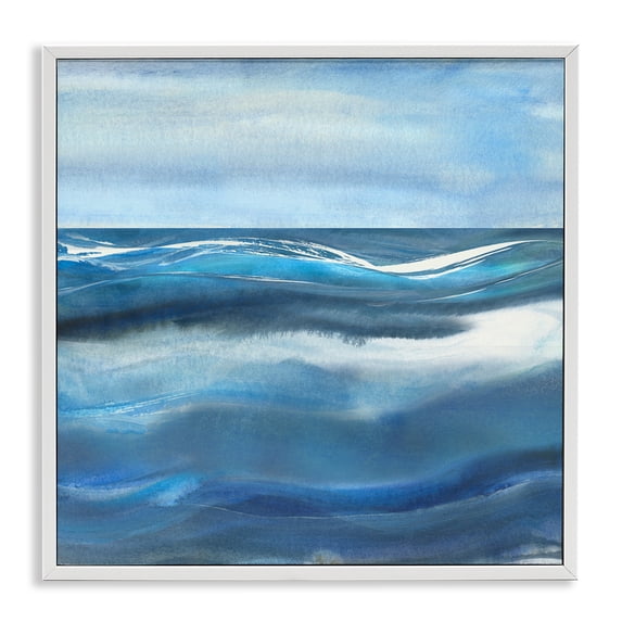 Stupell Industries Contemporary Calm Expanse of Ocean Waves White Framed Giclee Art, 24 x 24, by Susan Jill