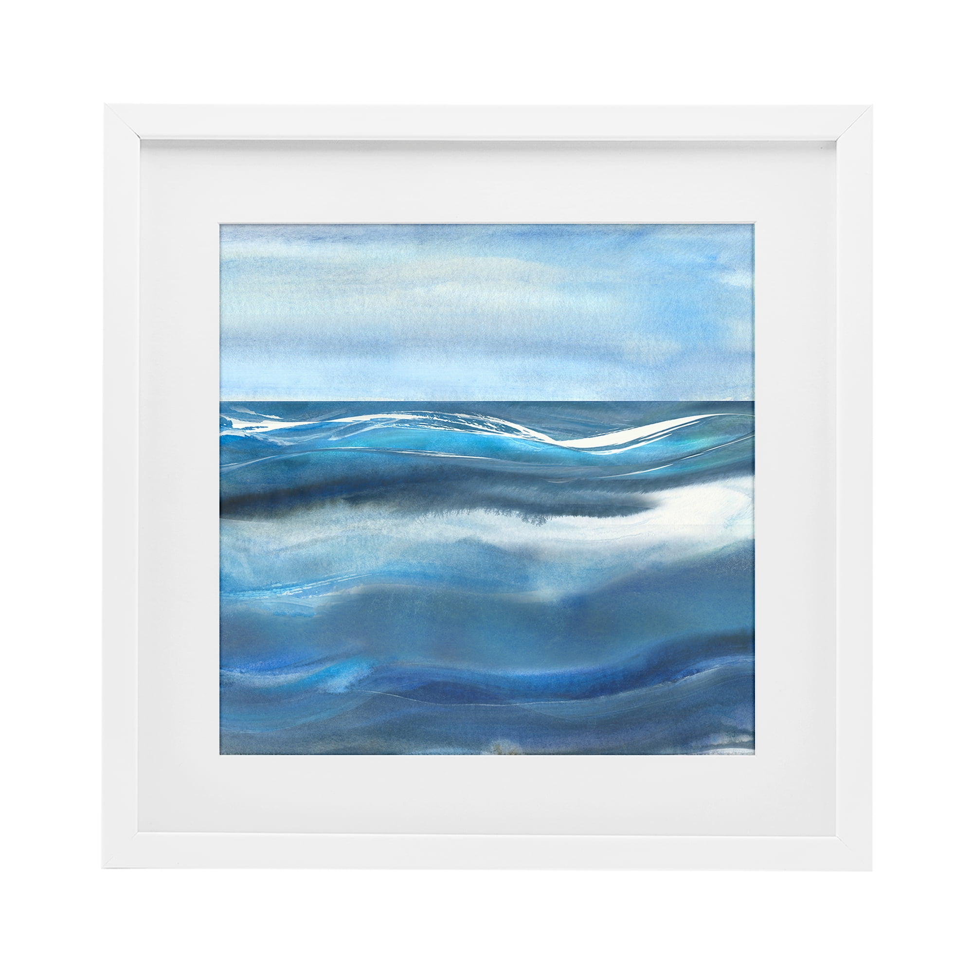 Stupell Industries Calm Expanse of Ocean Waves White Framed Print Under Glass, design by Susan Jill