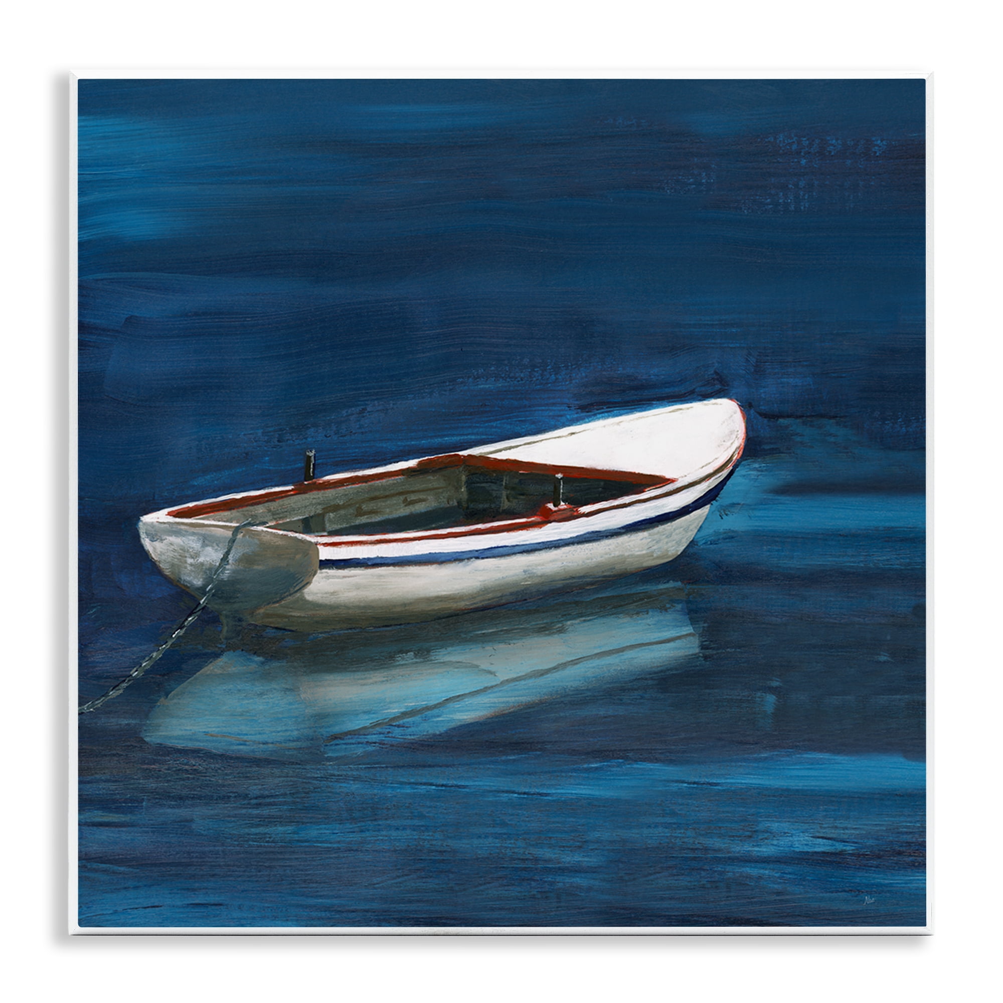 Stupell Industries Calm Floating Boat Transportation Painting Unframed Art Print Wall Art, 12 x 12