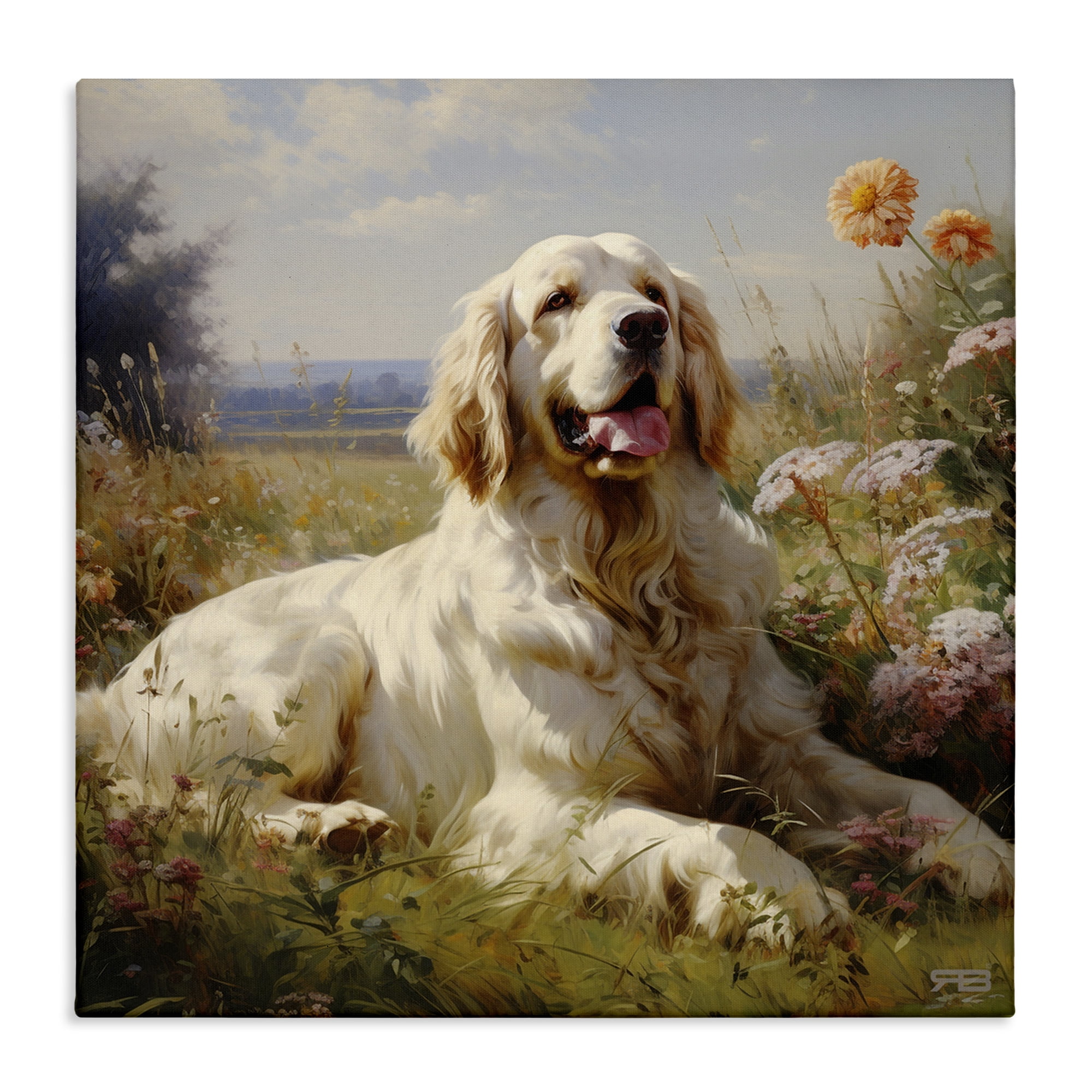 Stupell Industries Calm Golden Retriever Landscape Animals & Insects Painting Gallery Wrapped Canvas Art Print Wall Art, 30 x 30