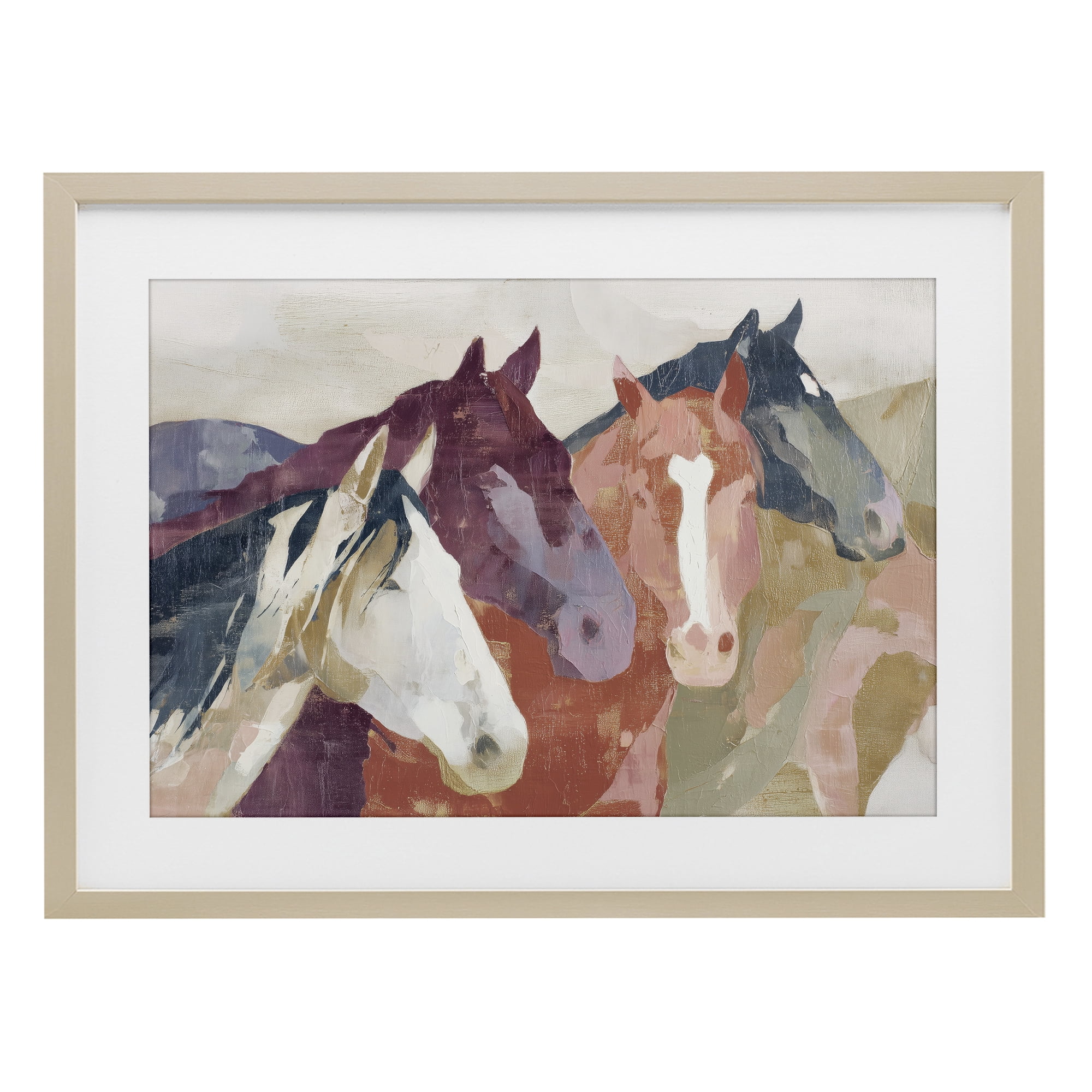 Stupell Industries Calm Horses Abstraction Birch Framed Print Under Glass, design by Chromatic Storm Studio