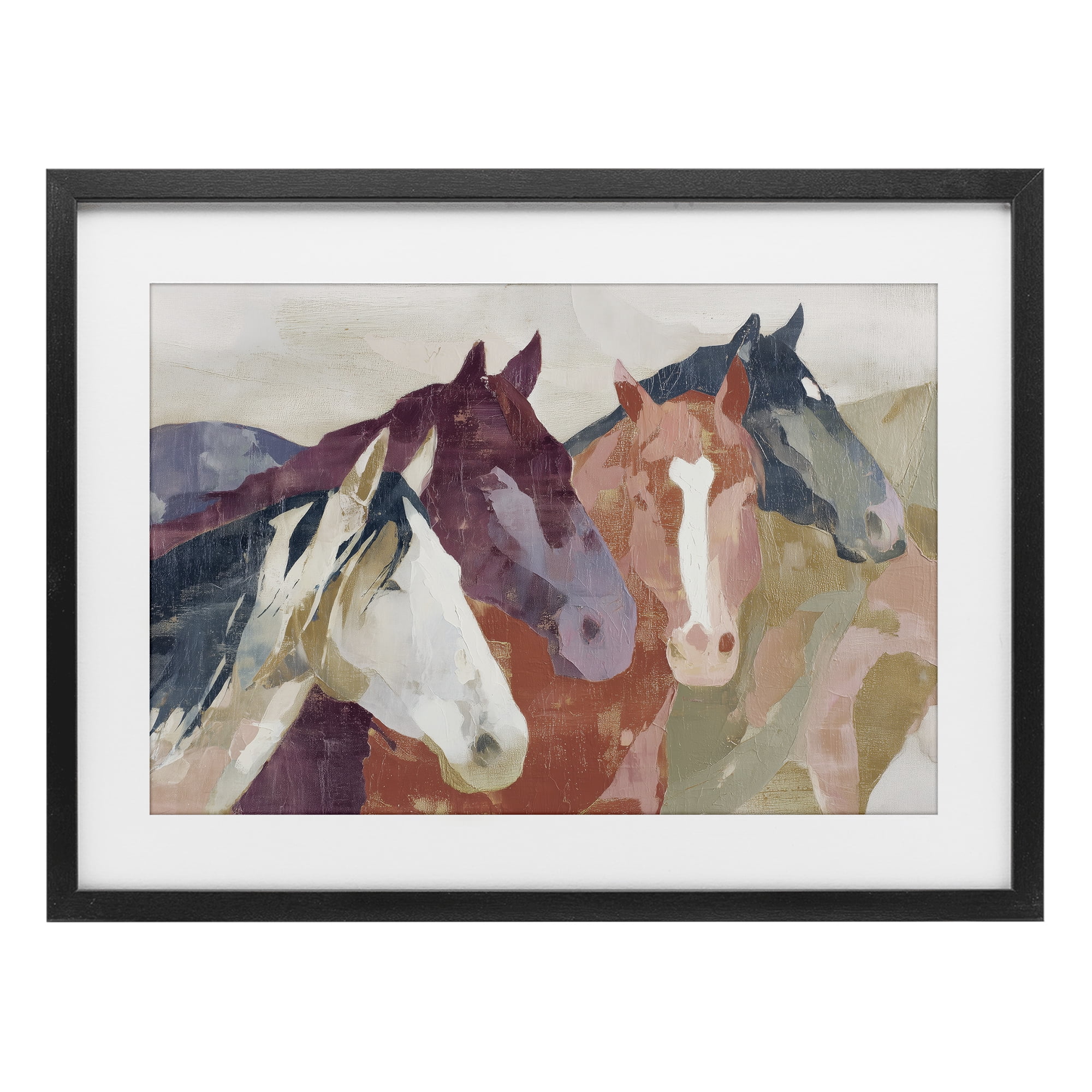 Stupell Industries Calm Horses Abstraction Black Framed Print Under Glass, design by Chromatic Storm Studio