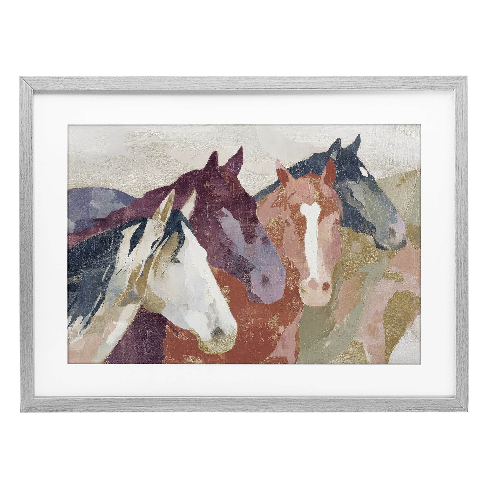 Stupell Industries Calm Horses Abstraction Gray Framed Print Under Glass, design by Chromatic Storm Studio