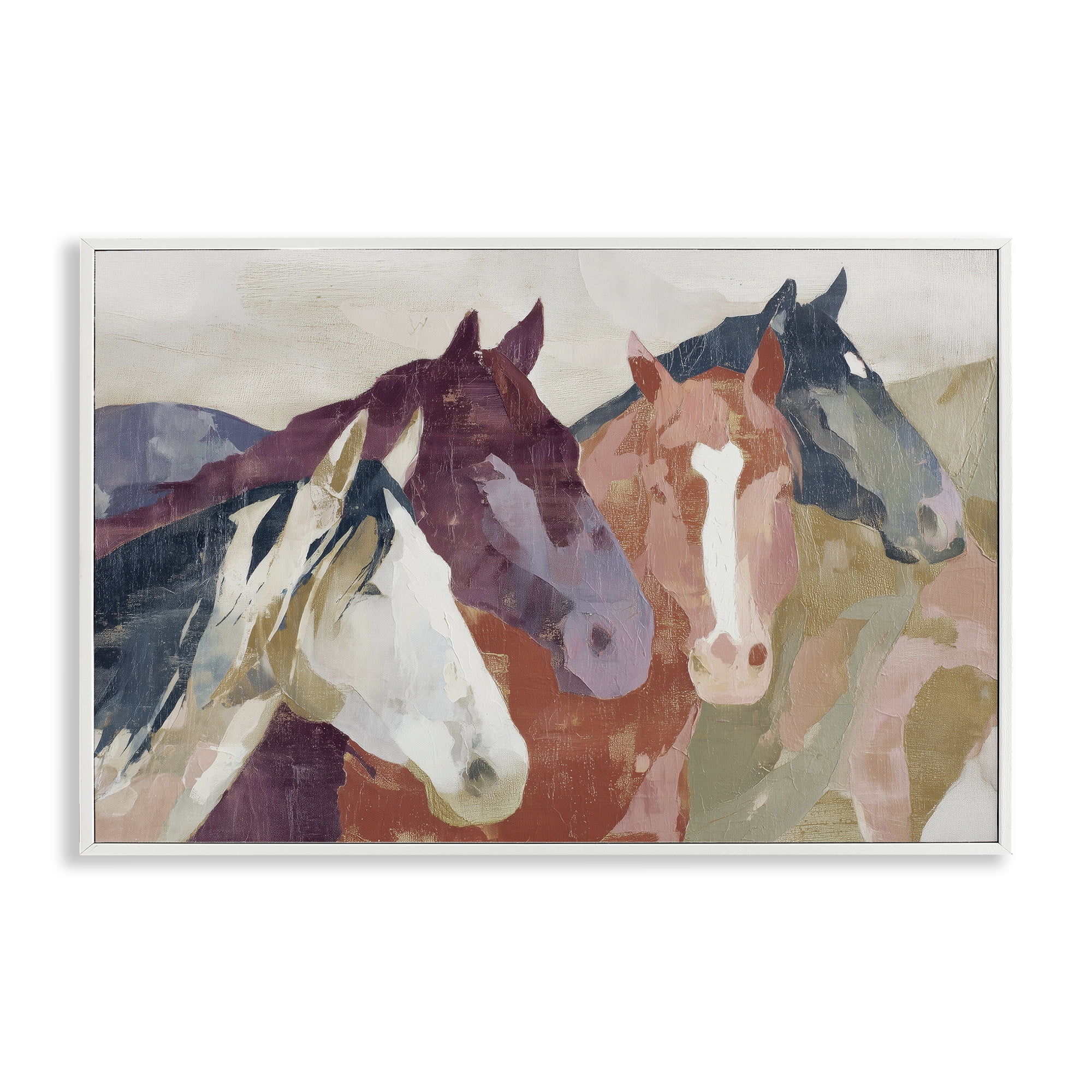 Stupell Industries Calm Horses Abstraction White Framed Giclee Art, design by Chromatic Storm Studio