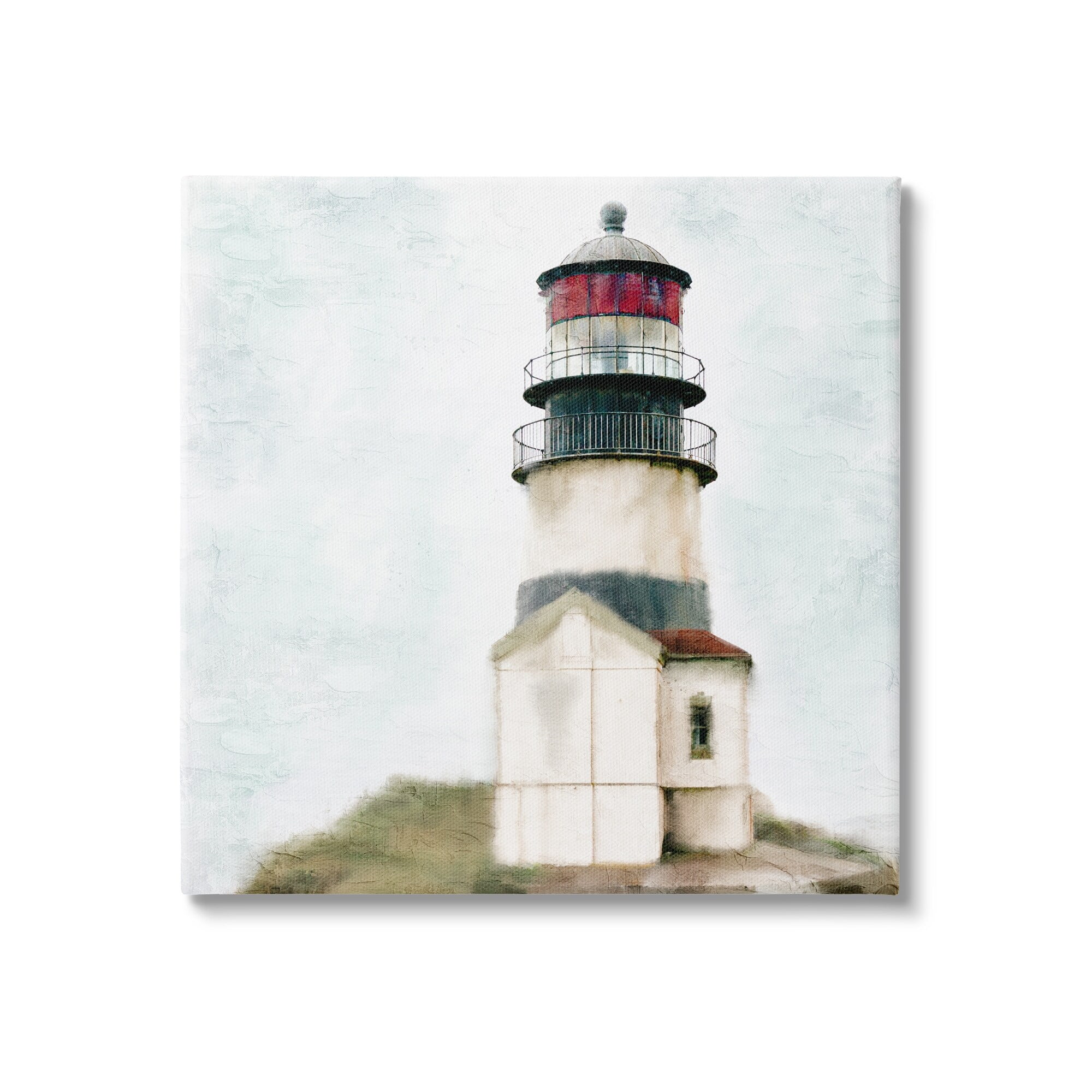 Stupell Industries Calm Lighthouse Clear Sky Ocean Beach Painting, 30 x 30, Design by Kim Allen