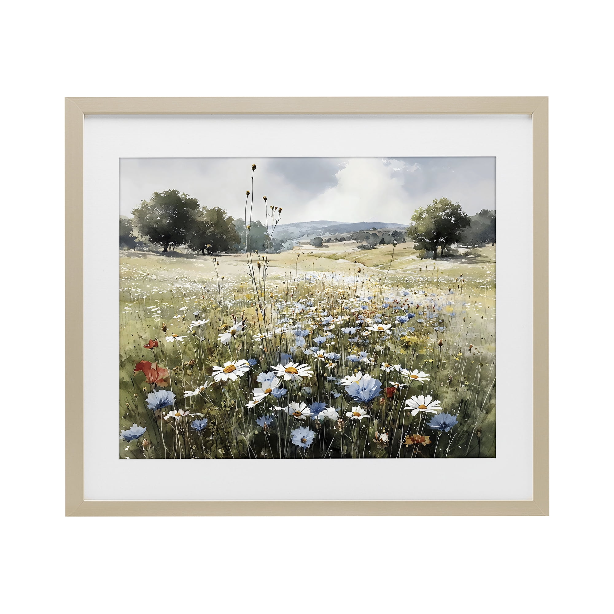 Stupell Industries Calm Meadow of Wildflowers Birch Framed Print Under Glass, design by Franklyn Gregory