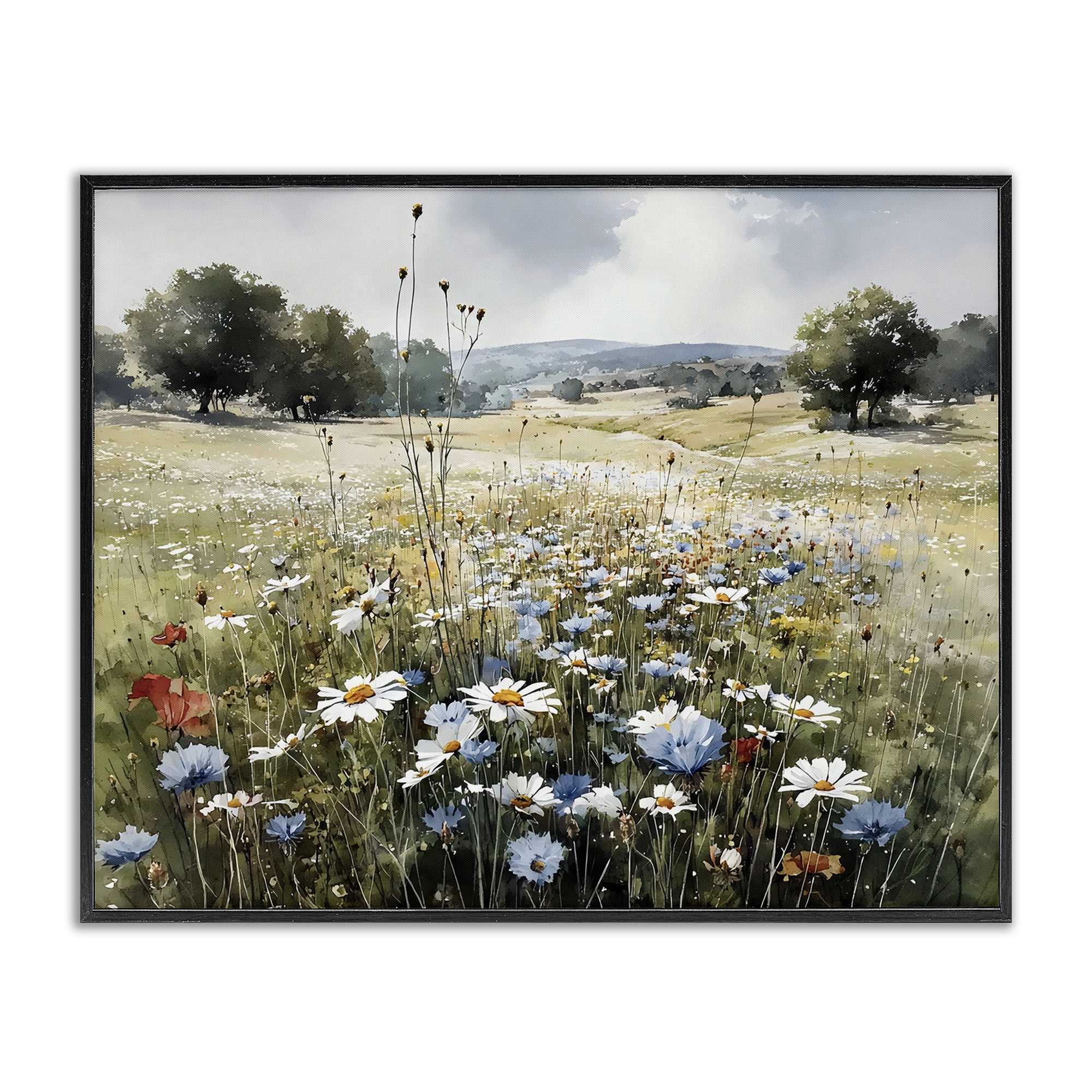 Stupell Industries Calm Meadow of Wildflowers Black Framed Giclee Art, design by Franklyn Gregory