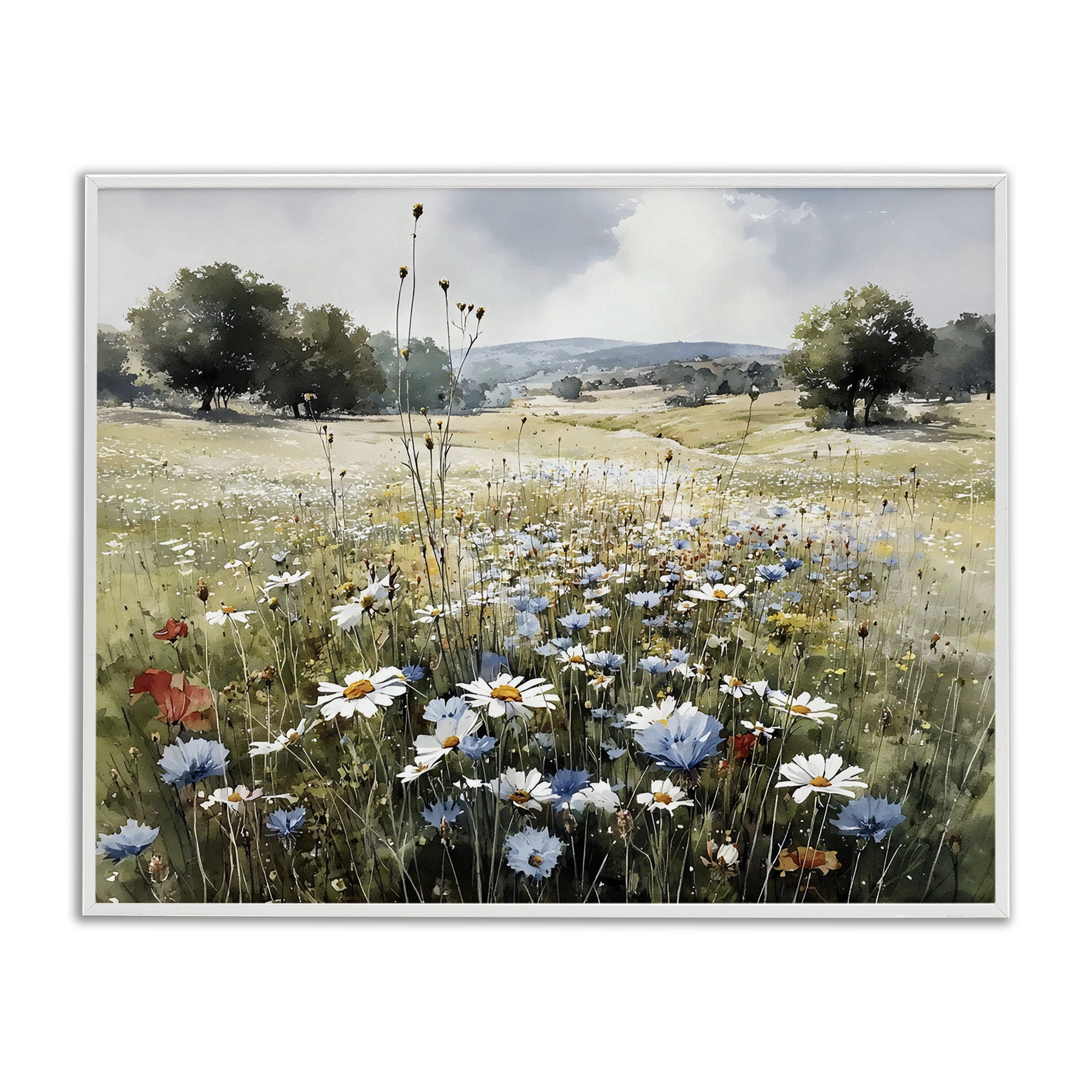 Stupell Industries Calm Meadow of Wildflowers White Framed Giclee Art, design by Franklyn Gregory