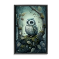 Stupell Industries Calm Mystic Owl Landscape Painting Black Floater Framed Art Print Wall Art, 17 x 25