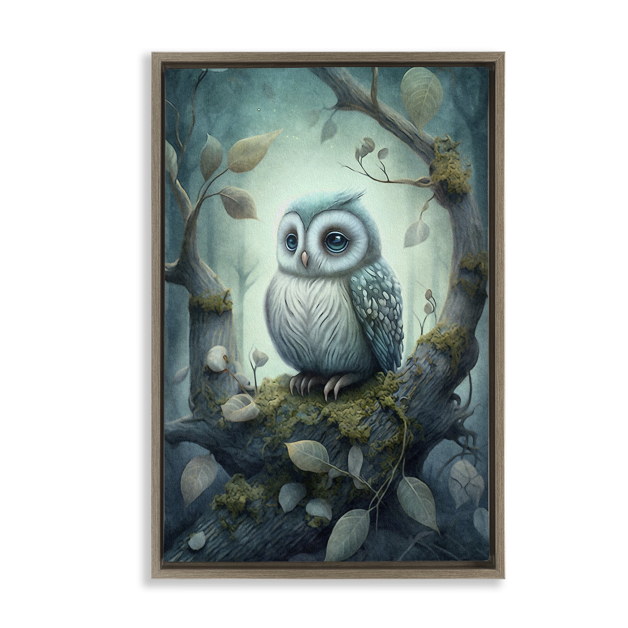 Stupell Industries Calm Mystic Owl Landscape Painting Brown Floater Framed Art Print Wall Art, 17 x 25