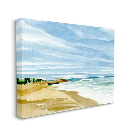 Stupell Industries Calm Nautical Coastline Soft Watercolor Landscape Canvas Wall Art by Annie Warren