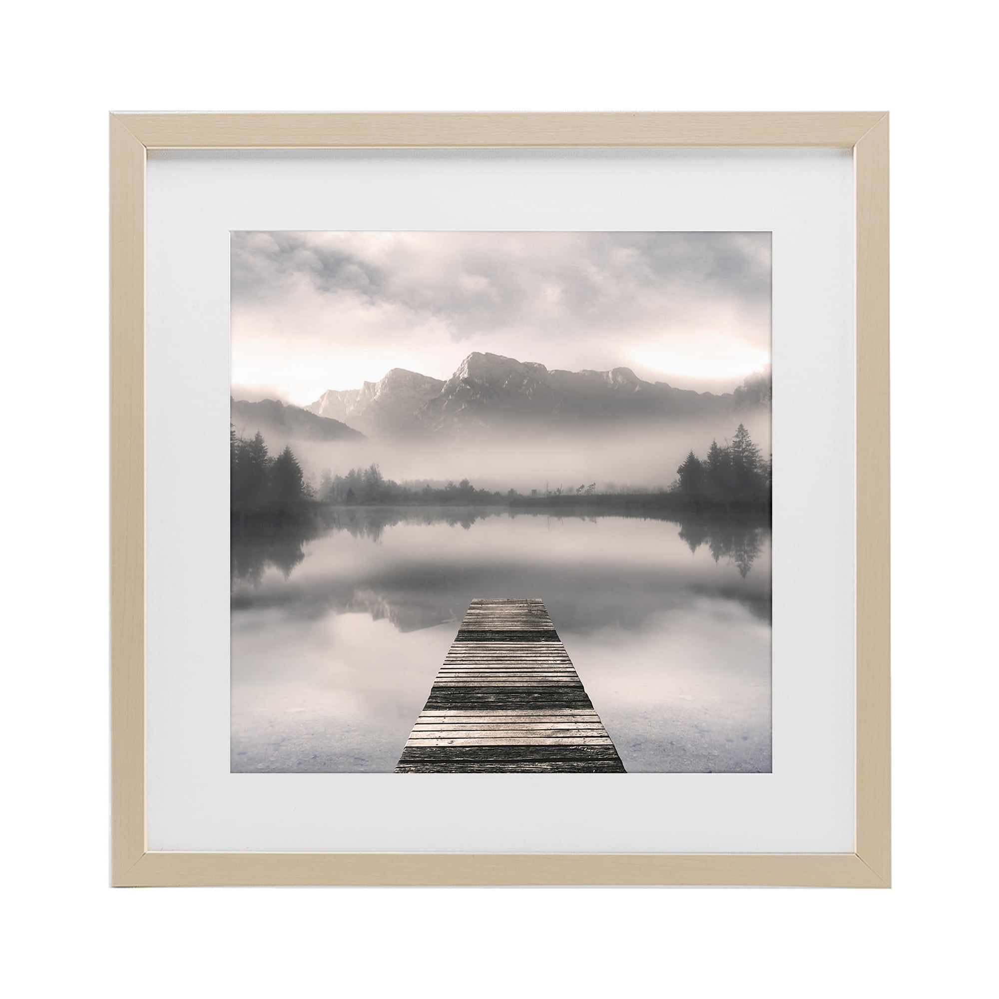 Stupell Industries Calm Reflective Waters & Mountains Birch Framed Print Under Glass, design by Irene Weisz