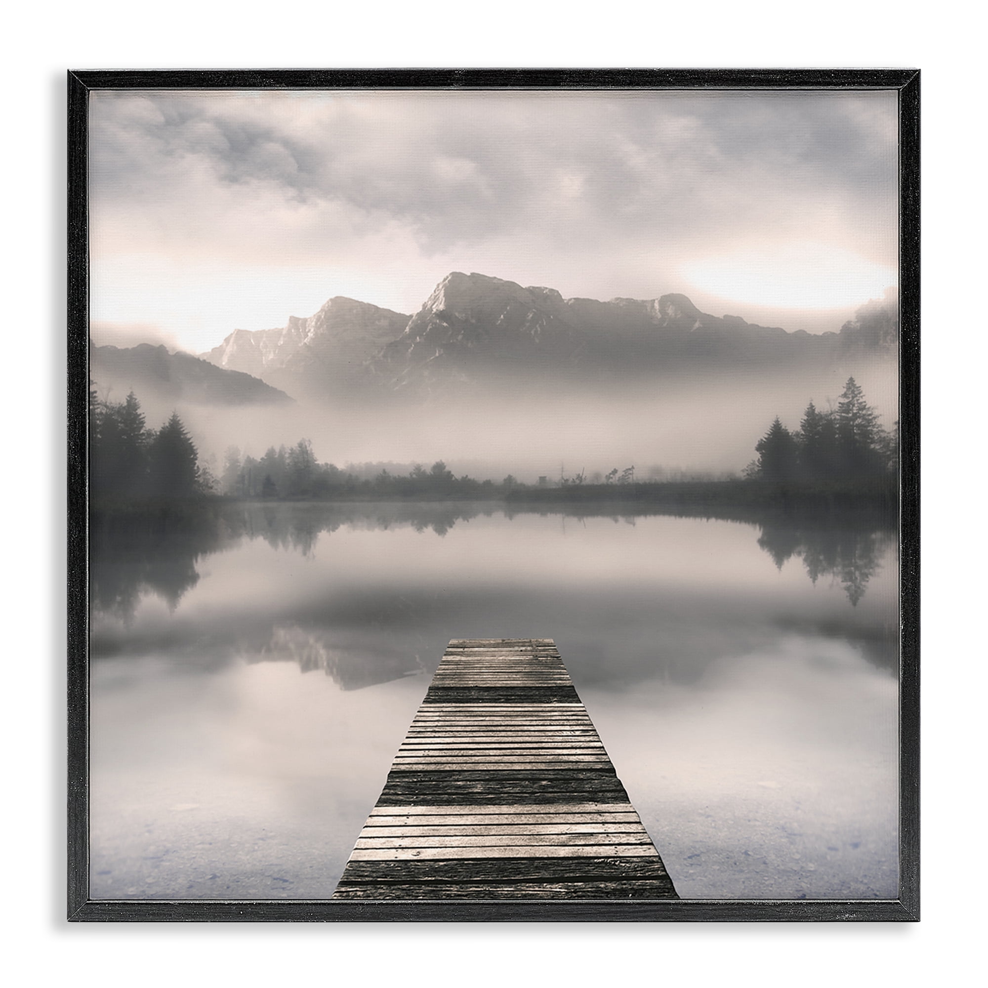 Stupell Industries Calm Reflective Waters & Mountains Black Framed Giclee Art, design by Irene Weisz