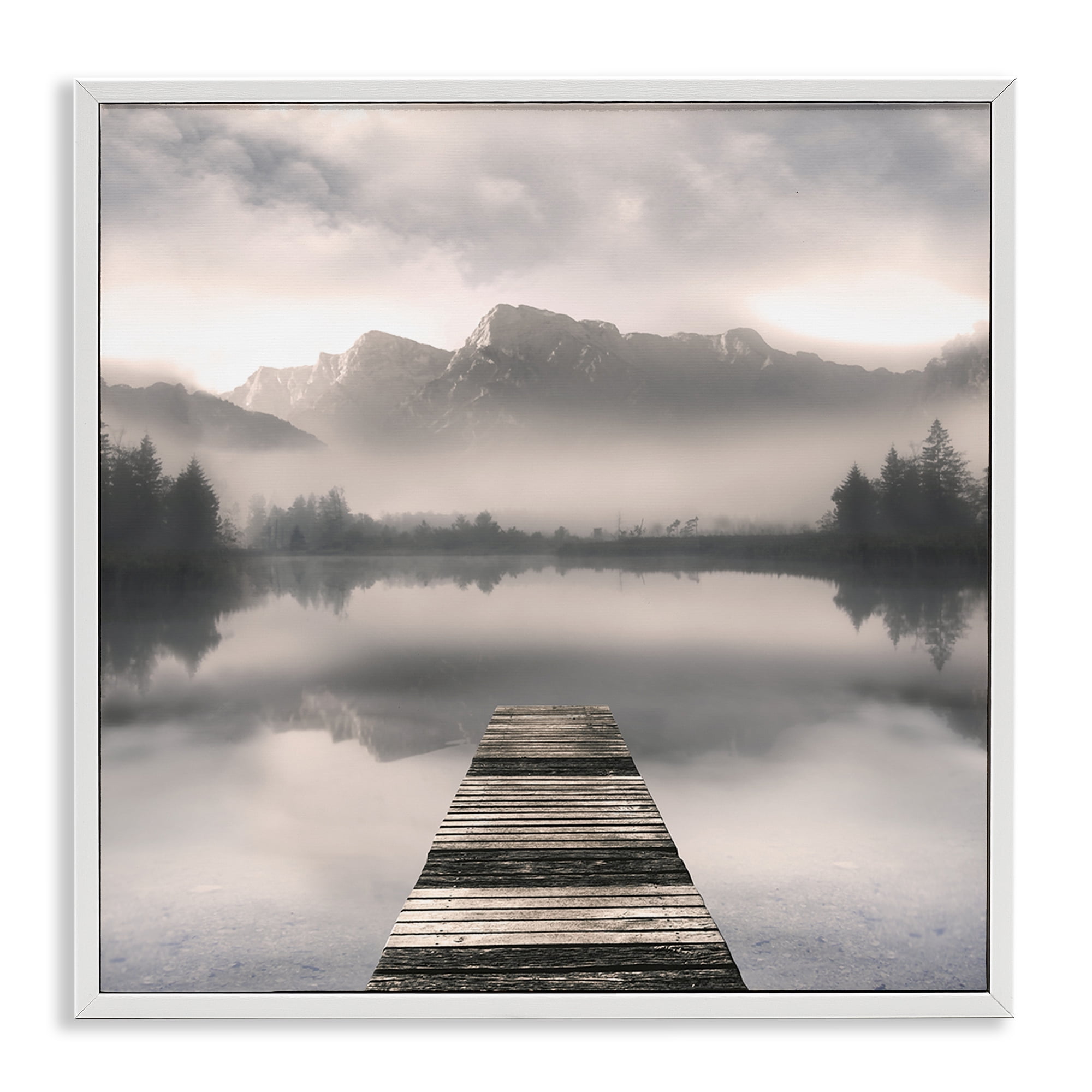 Stupell Industries Calm Reflective Waters & Mountains White Framed Giclee Art, design by Irene Weisz